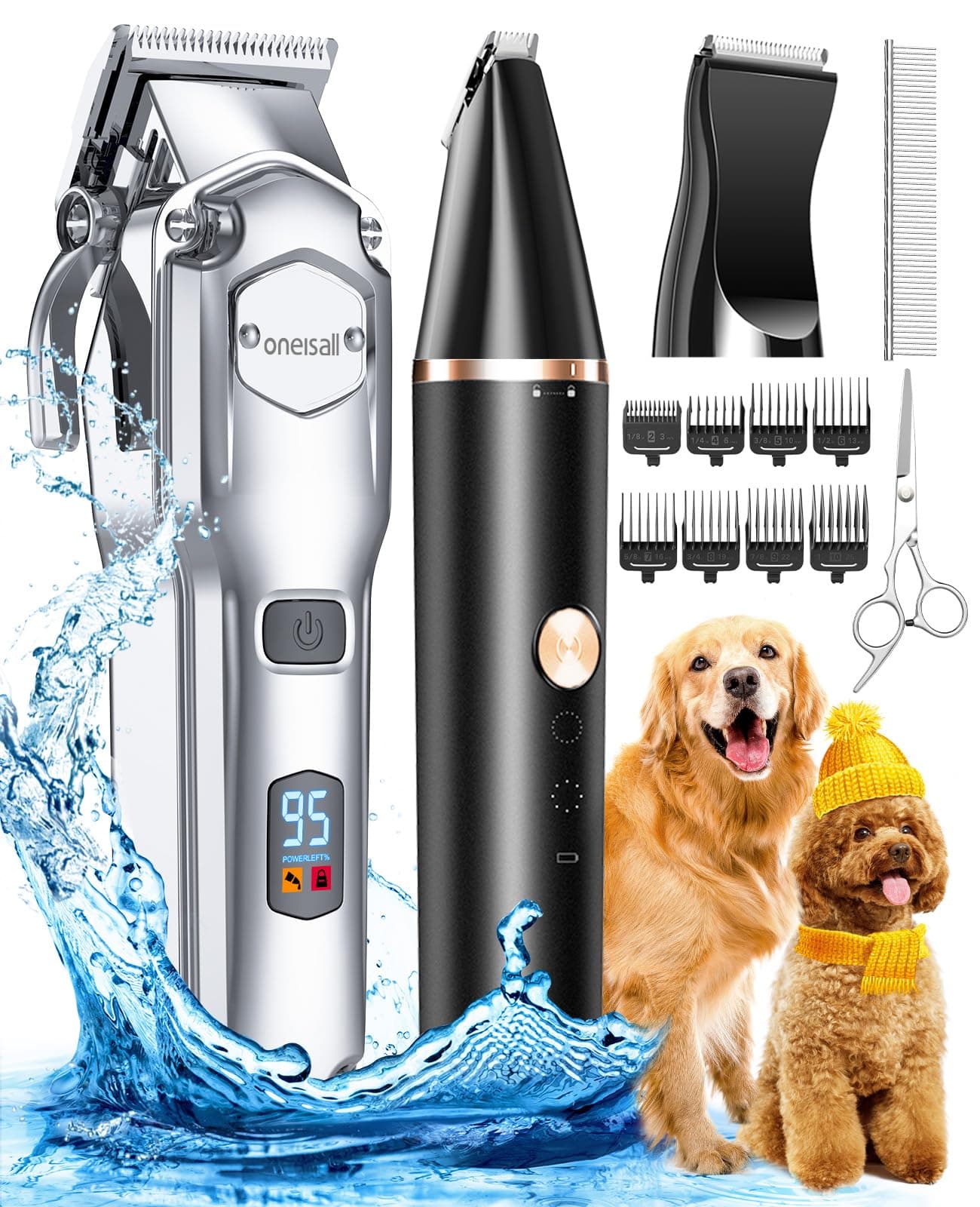 oneisall Dog Grooming Kit for Thick Hair with Stainless Steel Blade