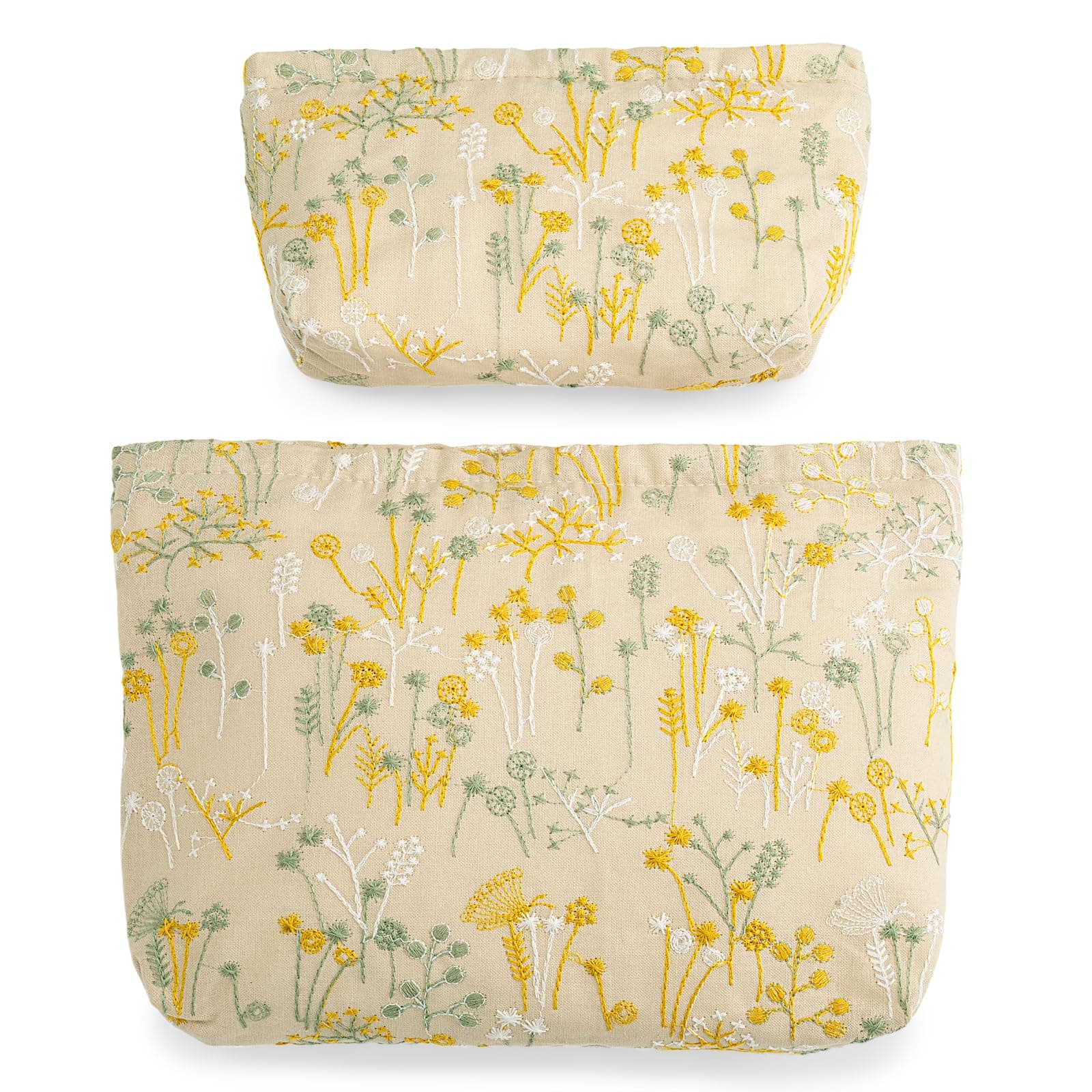RIKMOXR MAKYE UP BAG, Yellow, Flower Makeup Bag