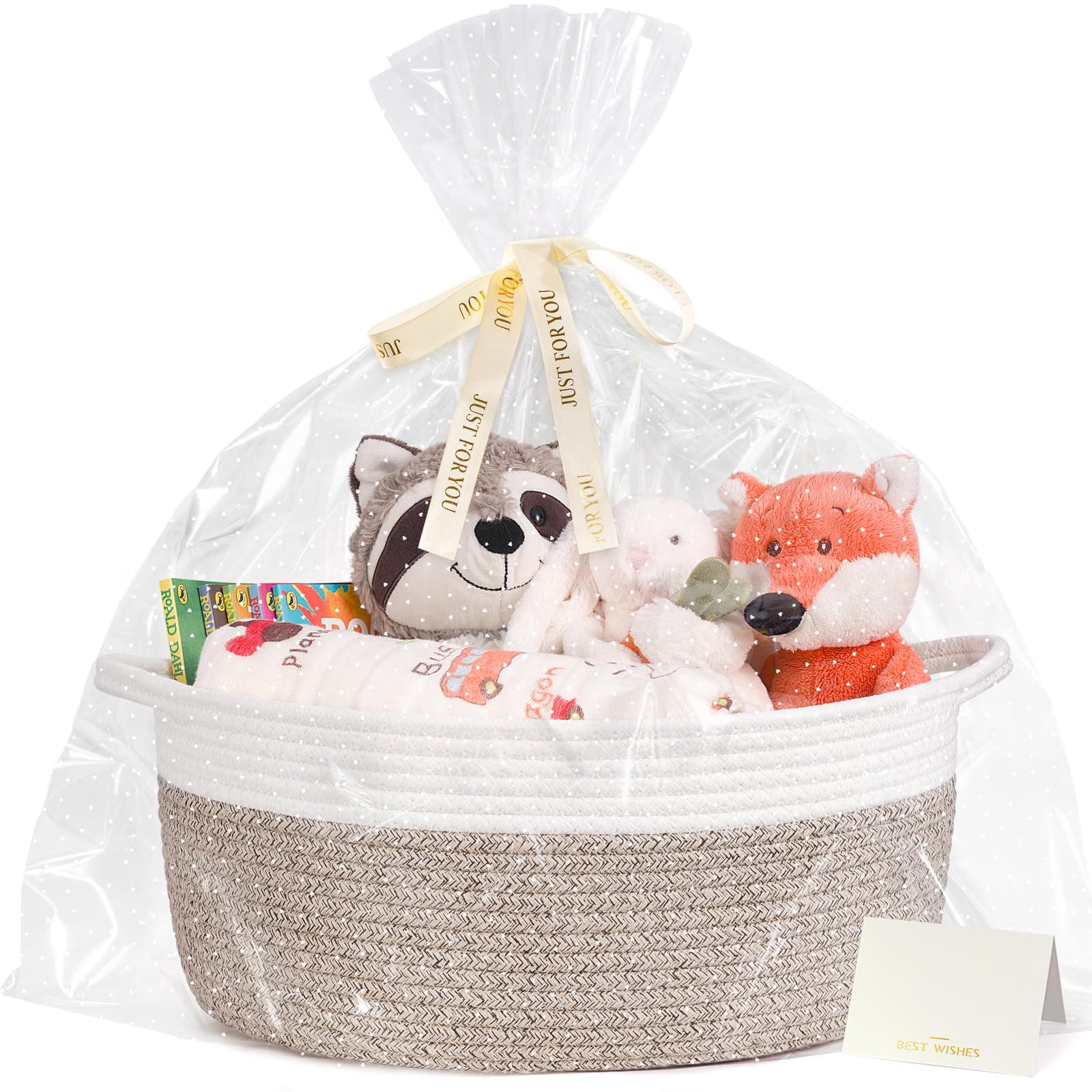 CHICVITA Large Gift Basket Empty with Bags & Ribbon to Fill, Brown
