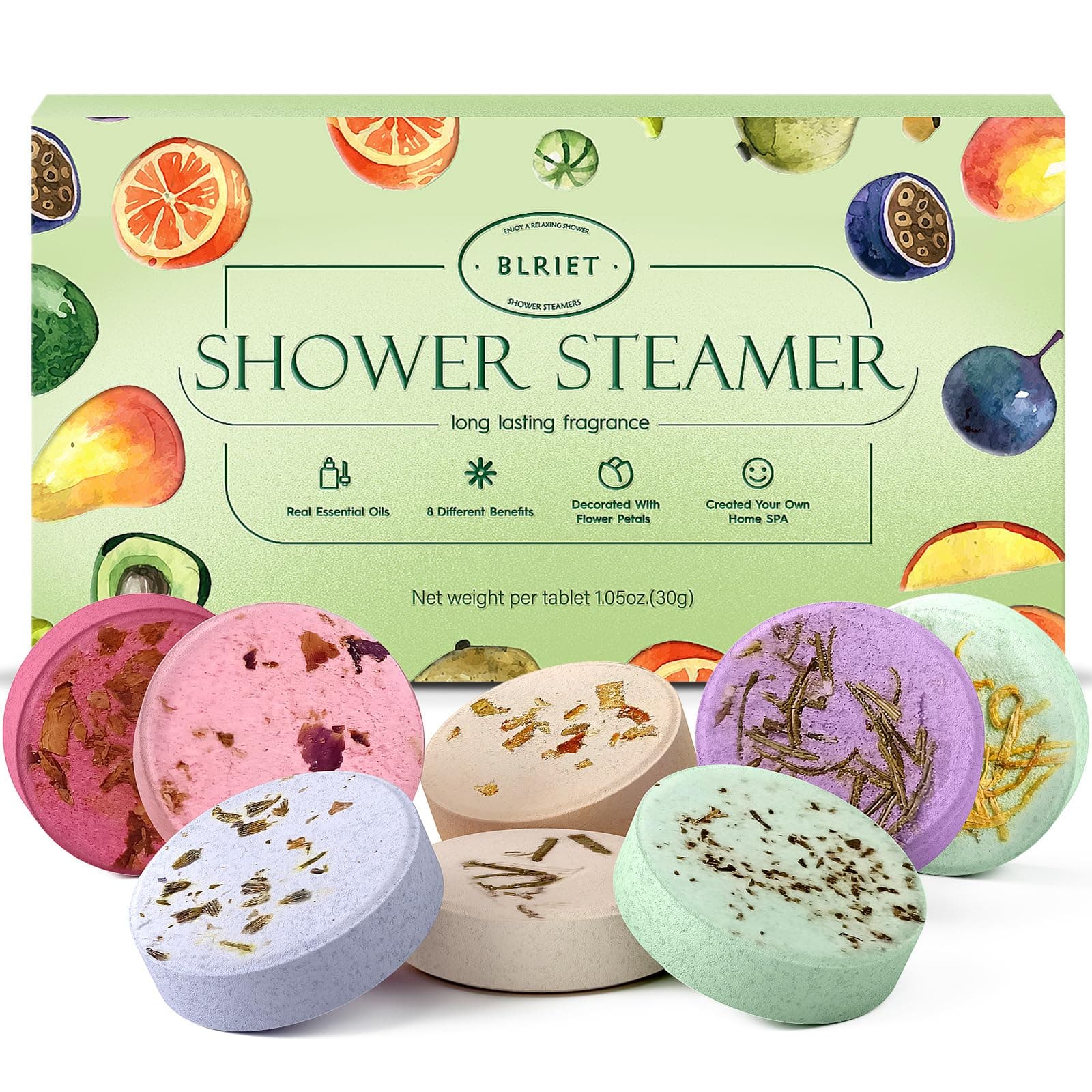 BLRIET Steamers Rainbow Fruit YGG-02 Shower Christmas Gifts for Women 8 PCS