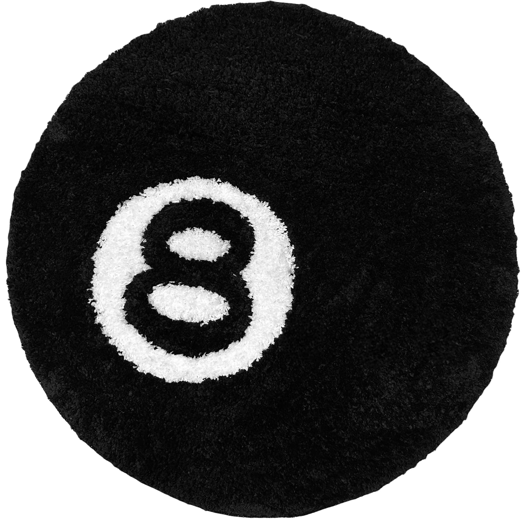 Aewerpec 24" Black Geometric Number 8 Ball Rug, Unique Circle Area Rug for Bedroom Decor