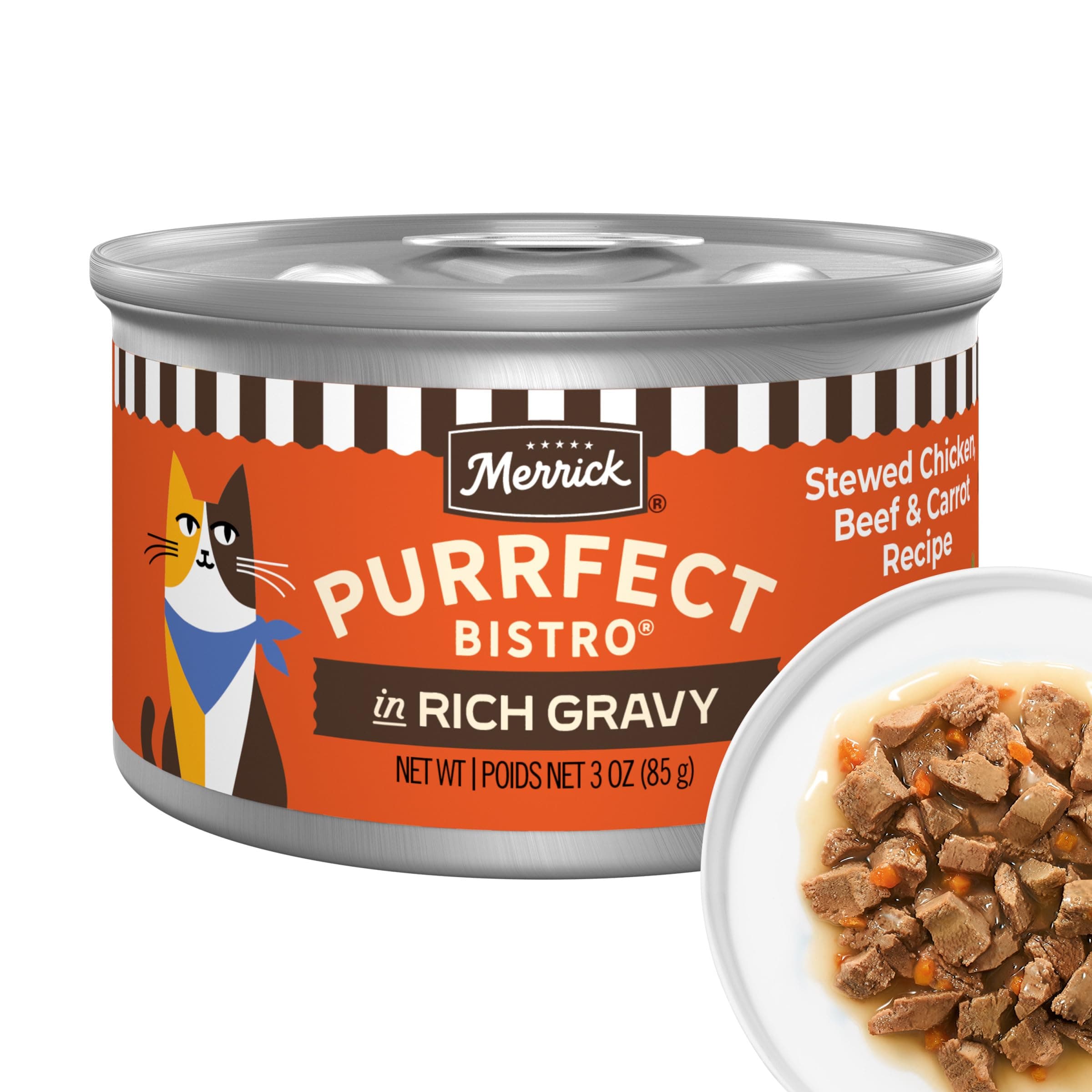 Merrick Purrfect Bistro Wet Cat Food, Chicken & Beef in Gravy 85g (24 Pack)