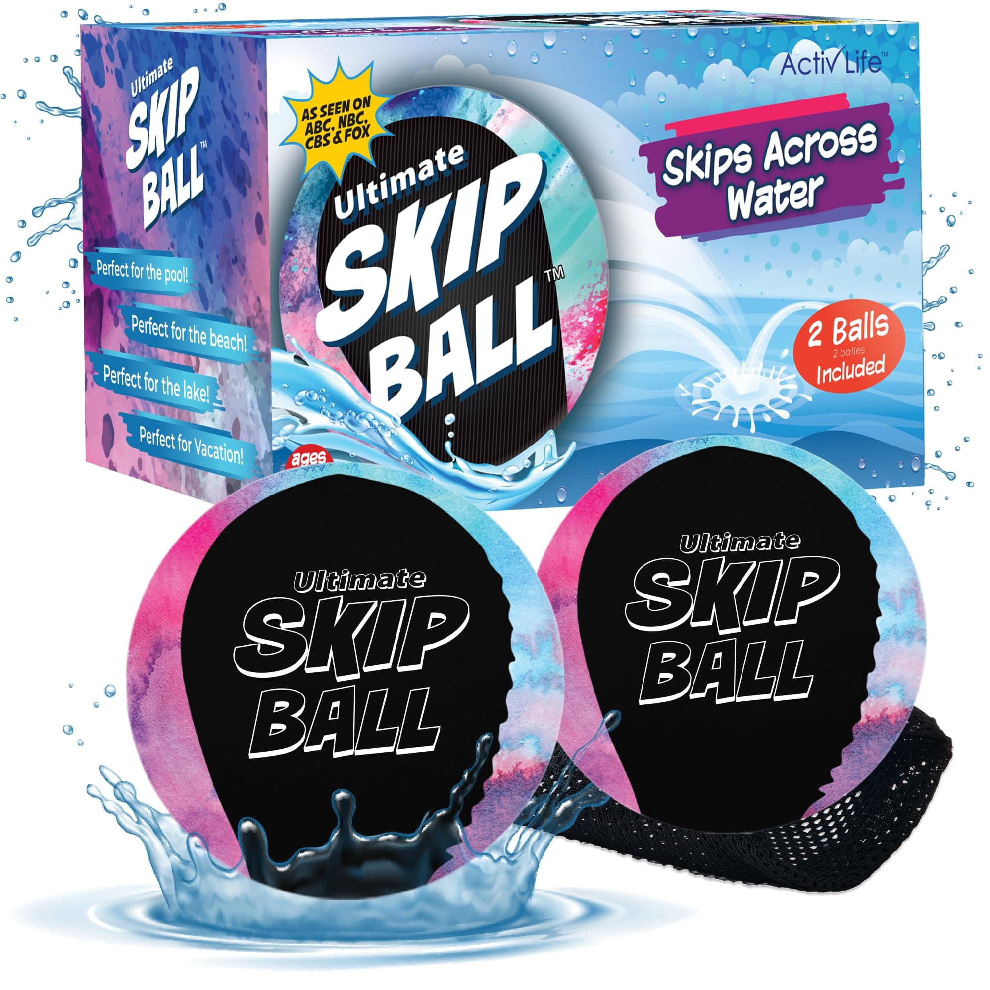 Summer Gifts for Kids [Water Skip Balls] Beach Games for Adults and Family Boys Girls Ages 7 8-10 11 12 Year Old Teen Gifts Swimming Pool Swim Toys Fun Sand Mom Dad Birthday Presents