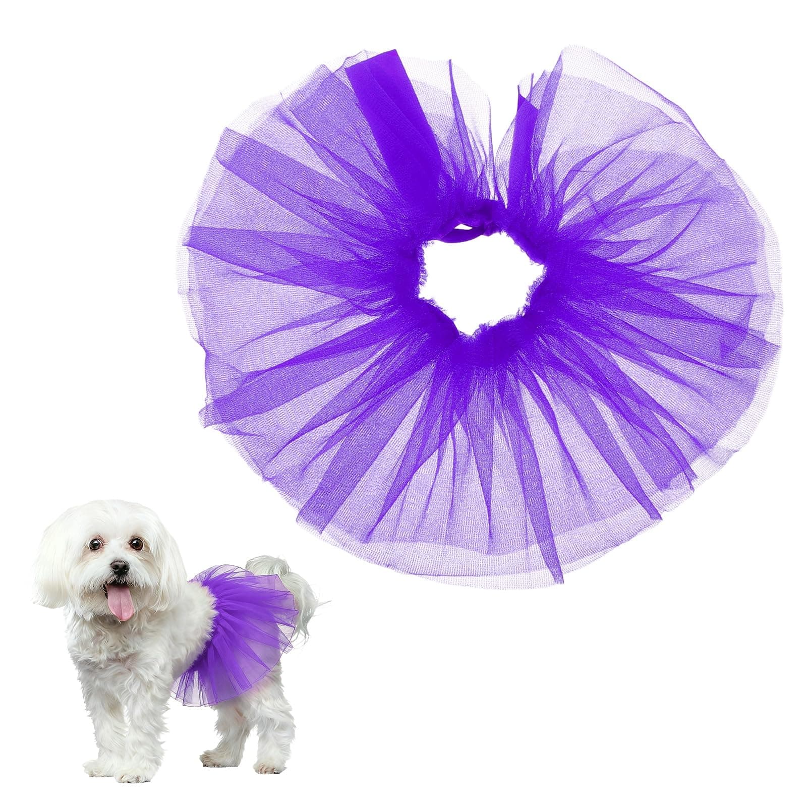 PETAXCELL Tulle Tutu for Dogs, Dog Costume Skirt Dresses Pet Dress Clothes Outfits (L, Purple), for Small/Medium/Large/Puppies/Birthday/Wedding/Party/Photo Prop Supplies