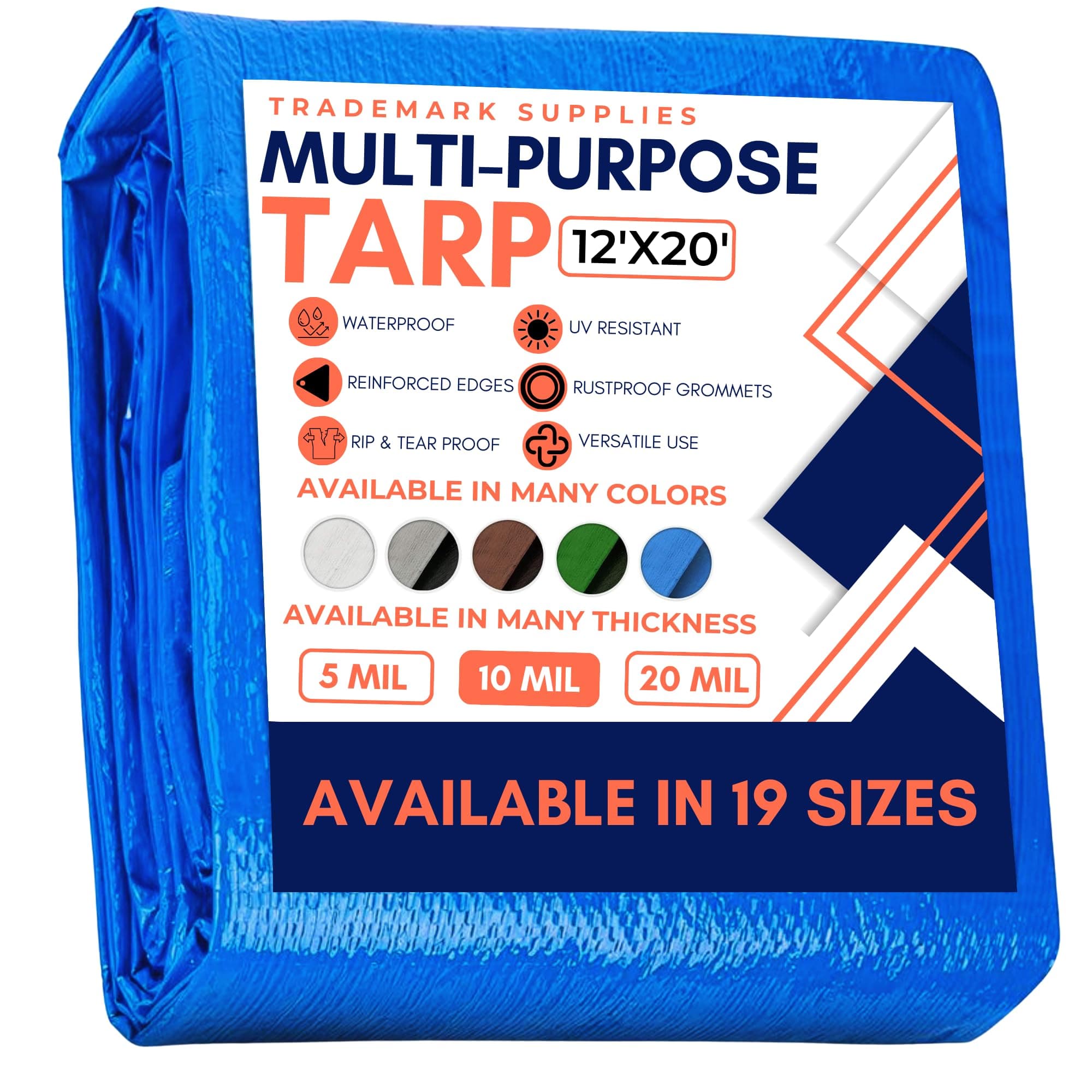 Tarp Cover Blue, Heavy Duty 12'x20' Waterproof, Great for Tarpaulin Canopy Tent, Boat, RV Or Pool Cover!!! (Poly Tarp Heavy Duty 12X20)