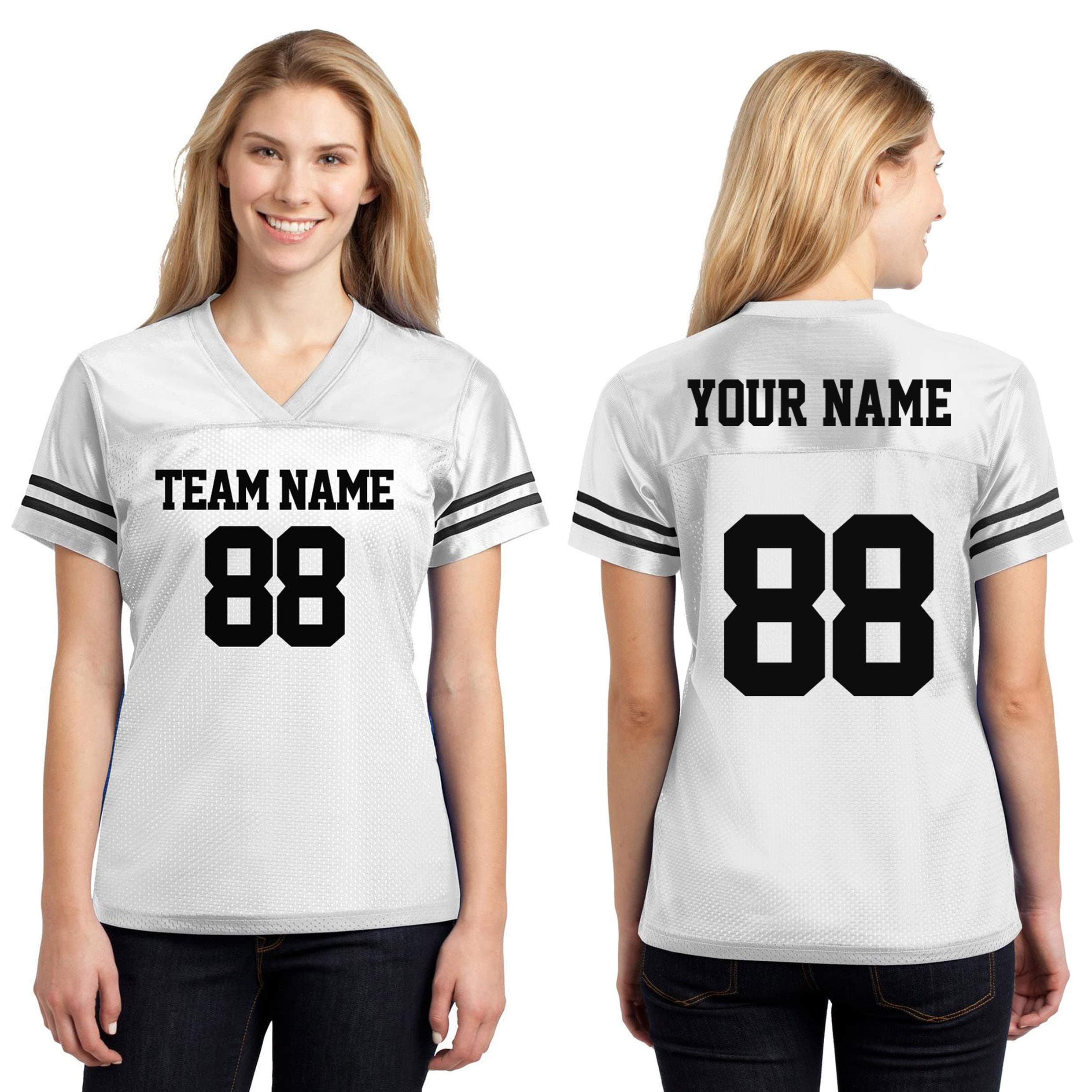 Custom 2-Sided & Double-Sided Jerseys for Women - Design Personalized T-Shirts, Tailored Team Uniforms, Unique Sports Apparel, Athletic Gear for Any Event or Team, White Large