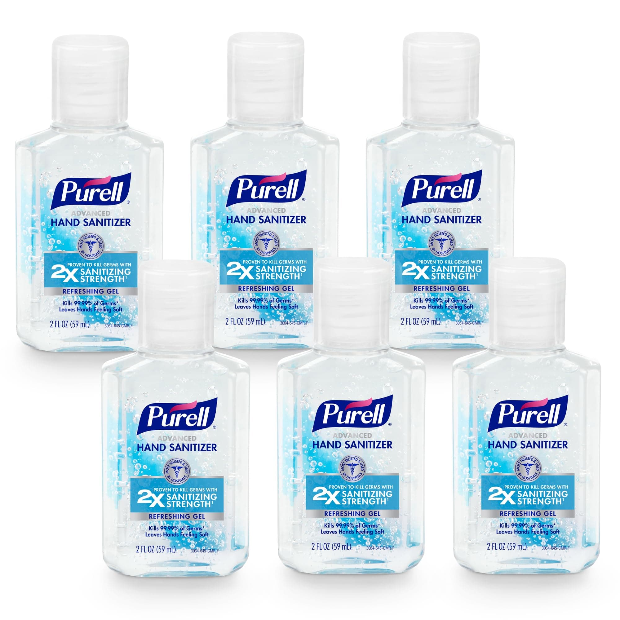 Purell Hand Sanitizer Gel Travel Size Bottle, 6ct x 2fl oz - 3155-04-EC