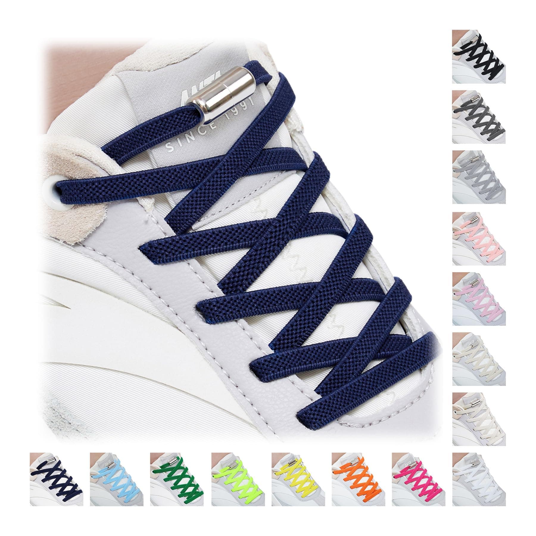 Handshop No Tie Shoe laces, Elastic Shoelaces with Laces Lock Blue