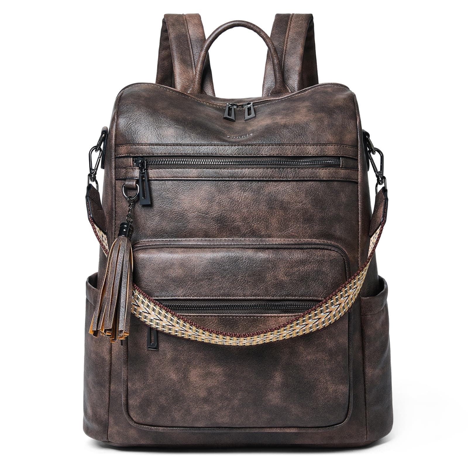 Shrrie Large Vegan Leather Laptop Backpack for Women 15.6 inch Work Backpack Fashion Travel Backpack Purse for Business College