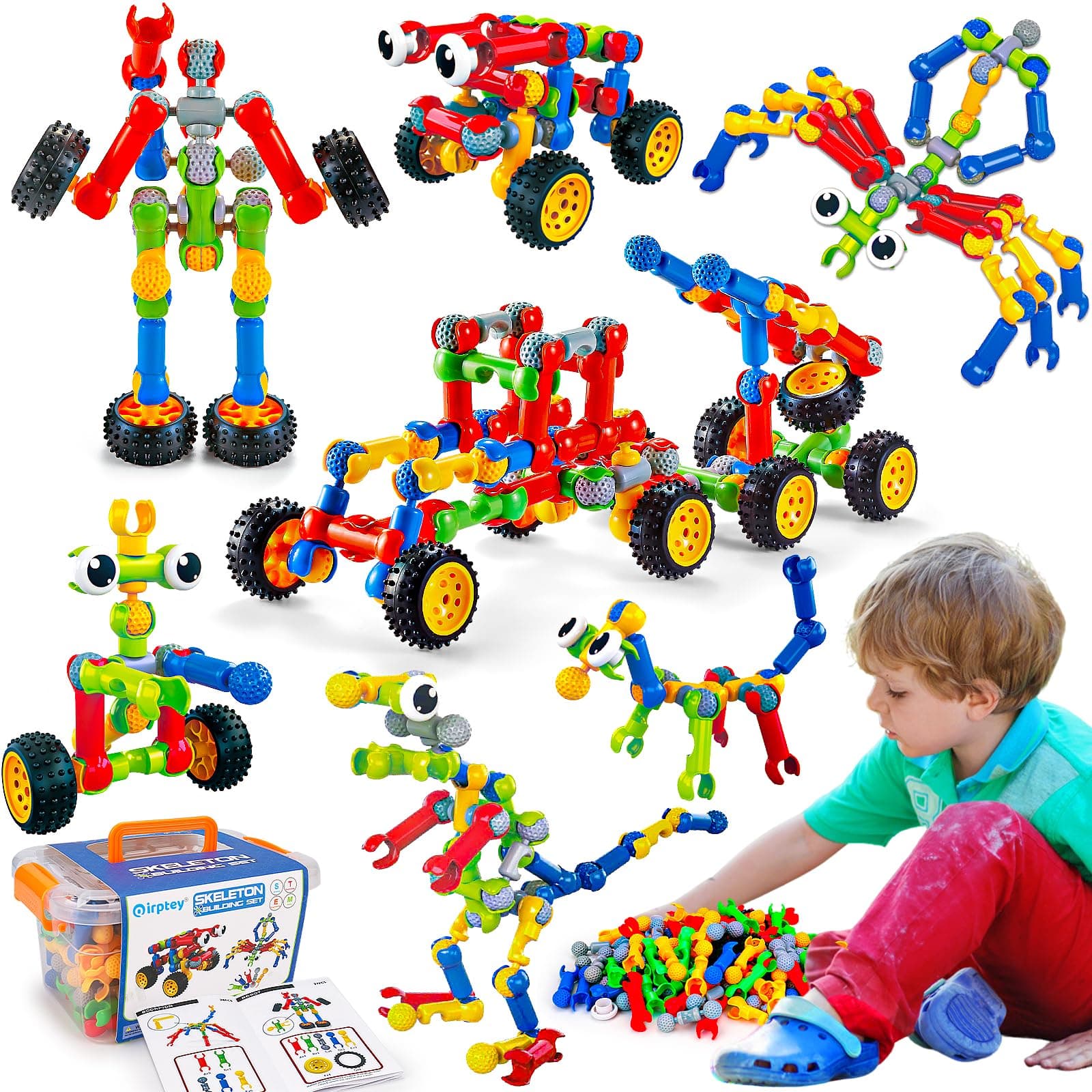 Kids STEM Building Toys for 3 4 5 6 7 8+ Year Old Boy Girl Birthday Gift, 125 Pcs Preschool Classroom Educational Building Blocks Stem Kits Activities Ages 3-5 4-8 5-7 6-8 Engineering Creative Games