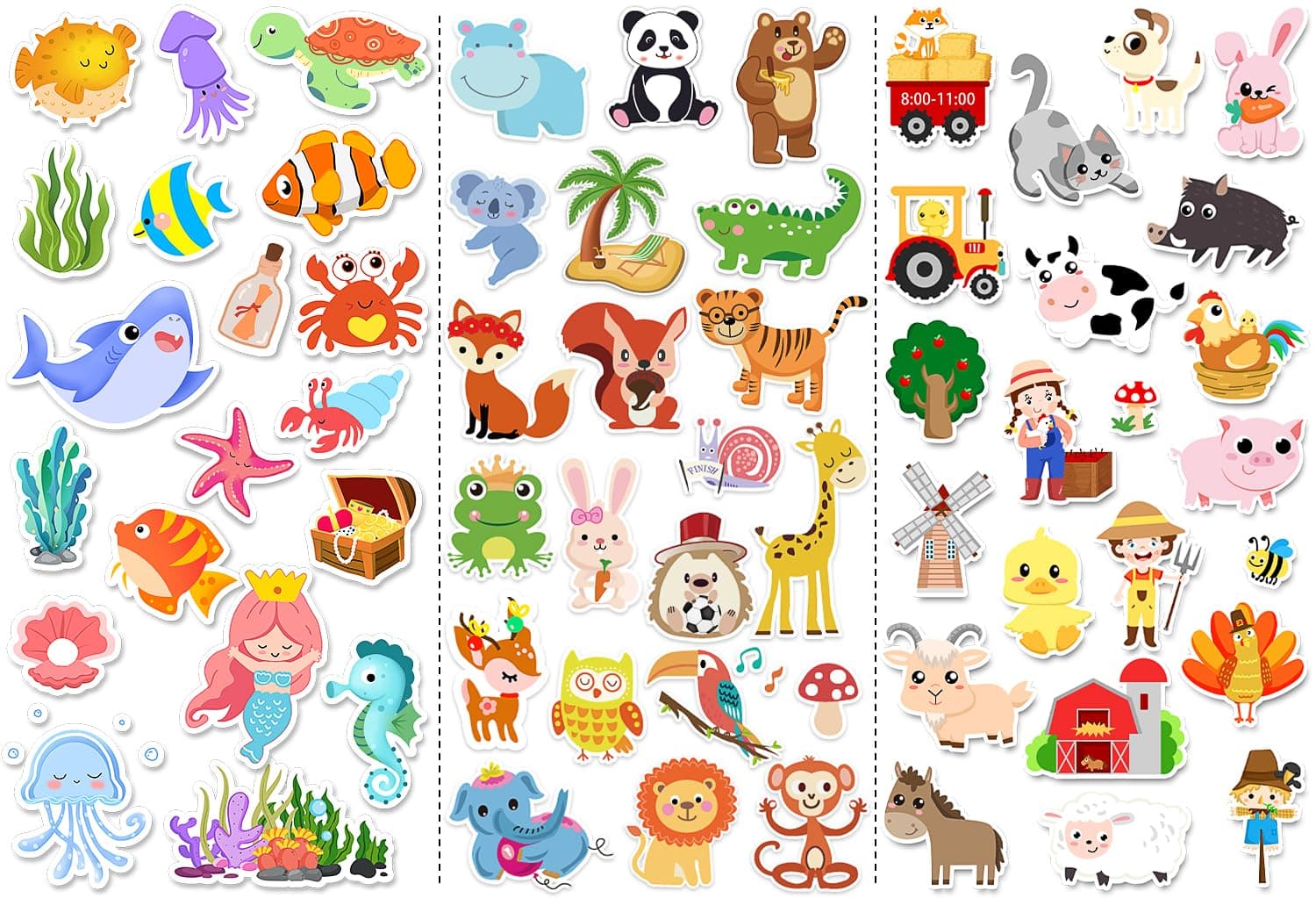 Window Clings Stickers for Kids Window Gel Clings Decals Thick Gel Clings Toddlers and Adults Classroom Home Nursery Airplane Birthday Party Supplies (Butterfly) (Farm+Animal+Sea)