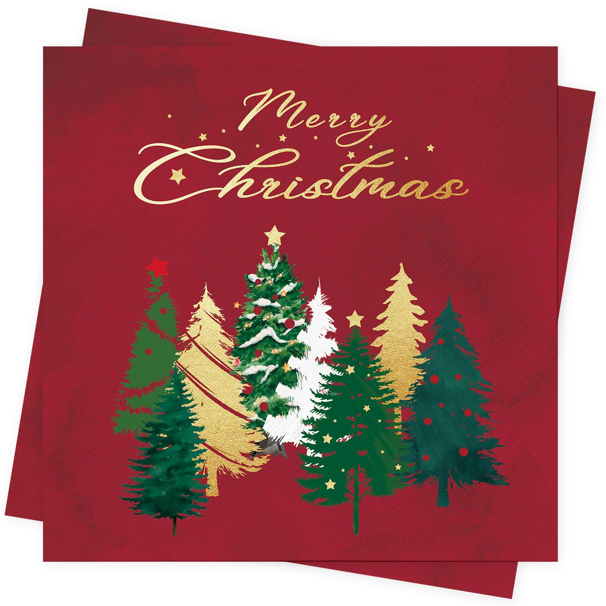 AFYHH Christmas Napkins Decorations 100Pcs Red Paper Napkins Xmas Serviettes Disposable Tissue Napkin Merry Christmas Napkins Party Tablewear Accessories Decor