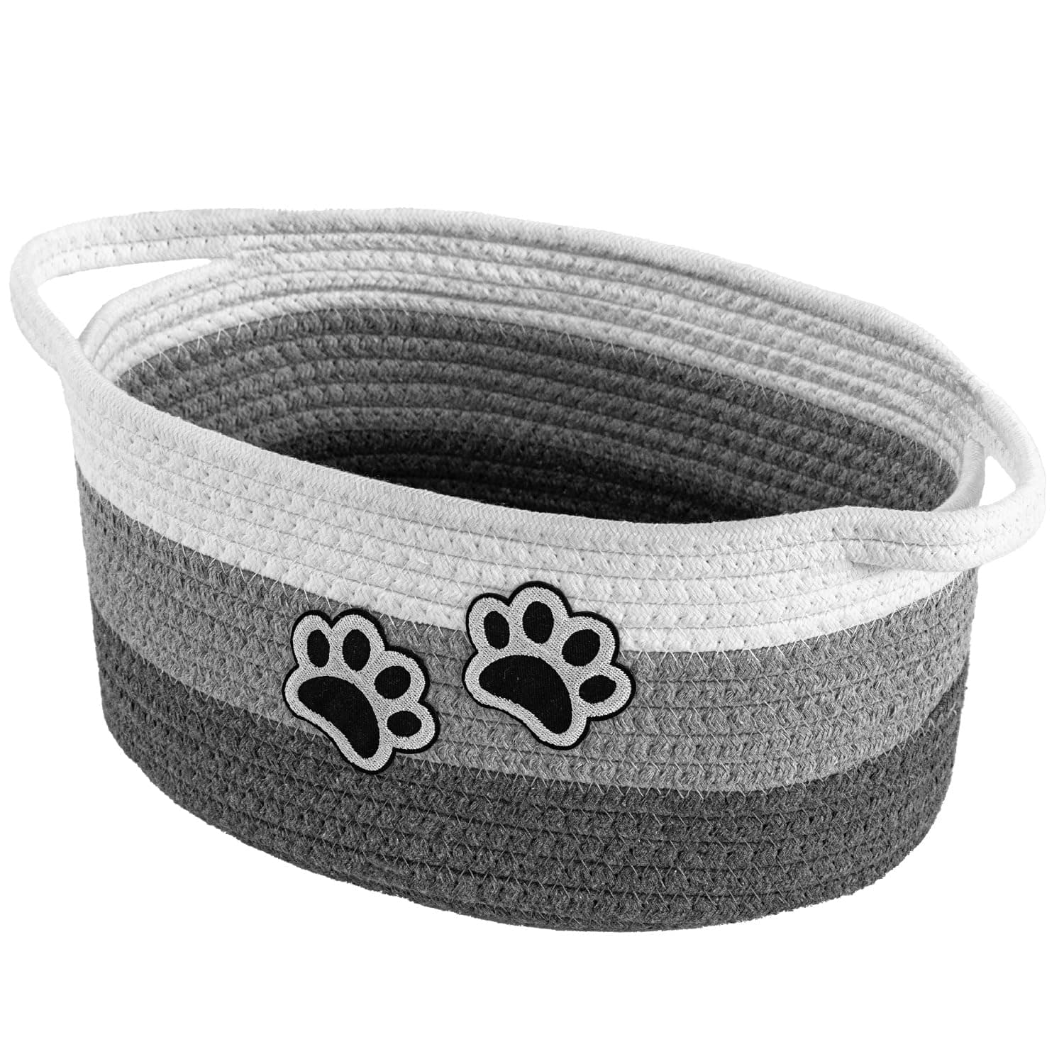 Ushang Pet Small Woven Cotton Rope Nursery Organizer Bins, Dog Toy Basket Bins with Handle, Cute Empty Baby Gift Storage Baskets with Paw