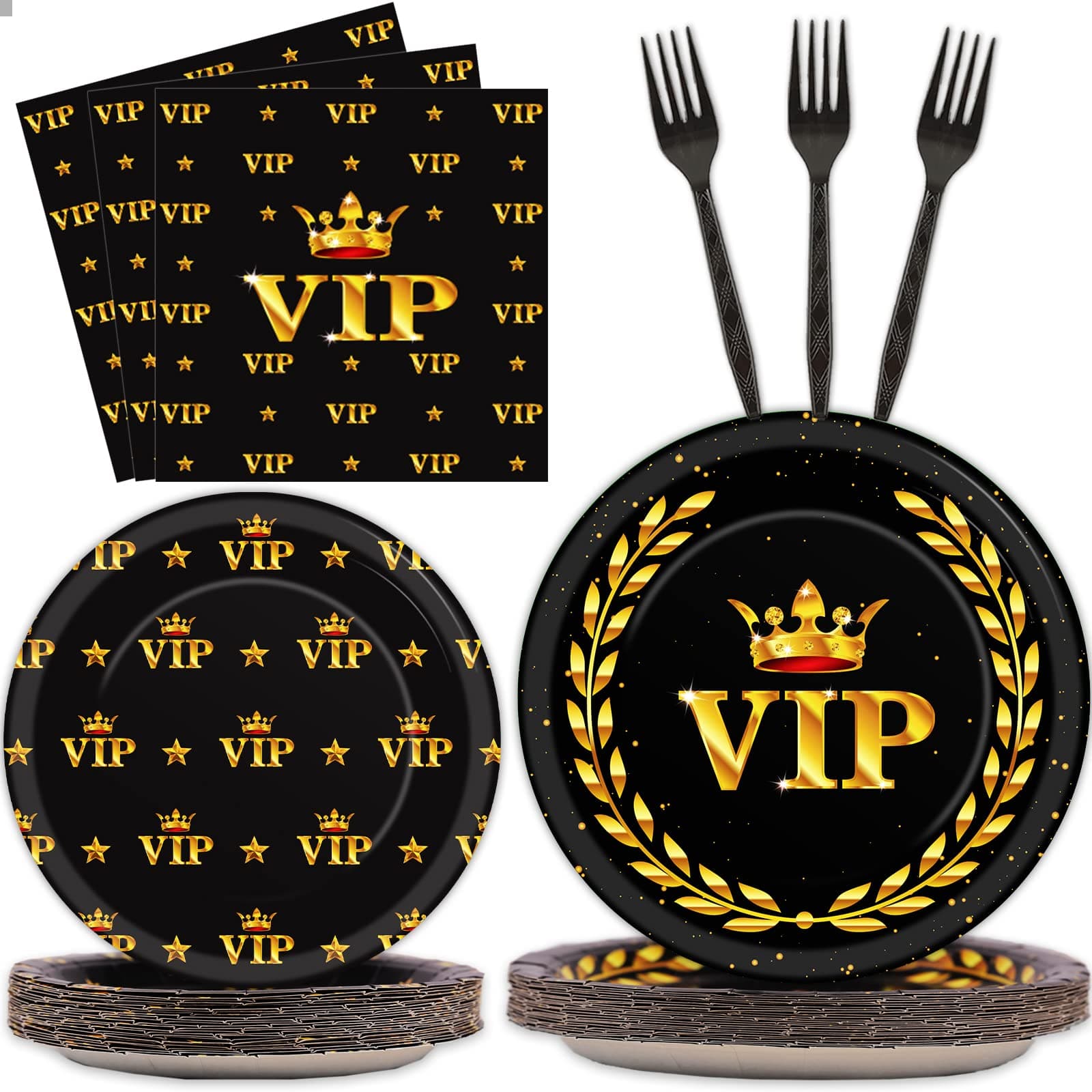 gisgfim 96Pcs Vip Movie Night Party Supplies Paper Plates Napkins