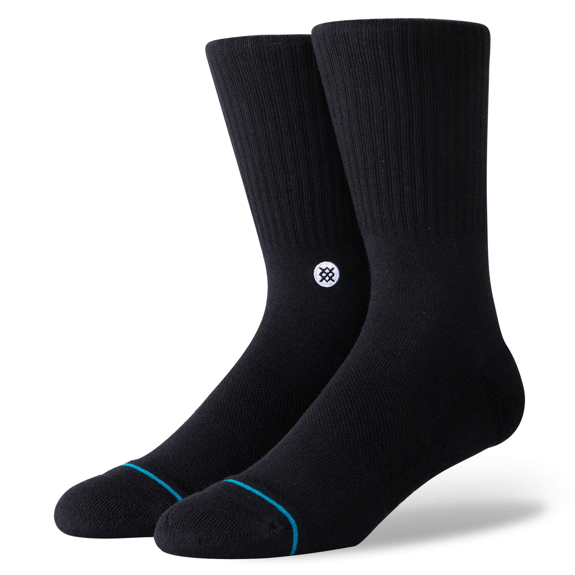 Stance Men's Icon Classic Crew Socks, Black/White, Medium/Shoe Size 6-8.5