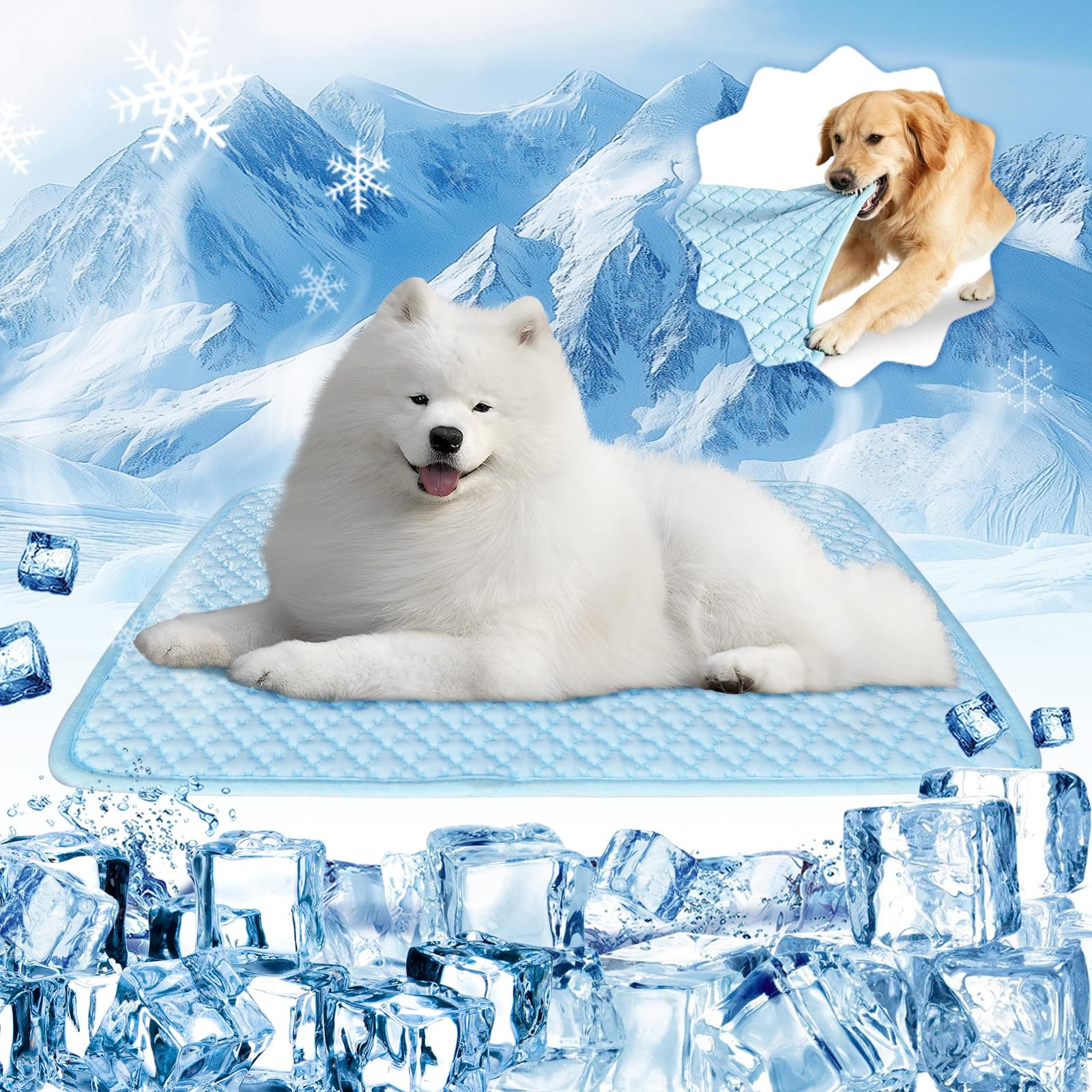MeiLiMiYu Dog Cooling Mat Thicken Cooling Mat for Dogs Pet Self Cooling Pad Non-Slip Dog Cooling Bed for Indoor & Outdoor Car Seats (22 * 16in)
