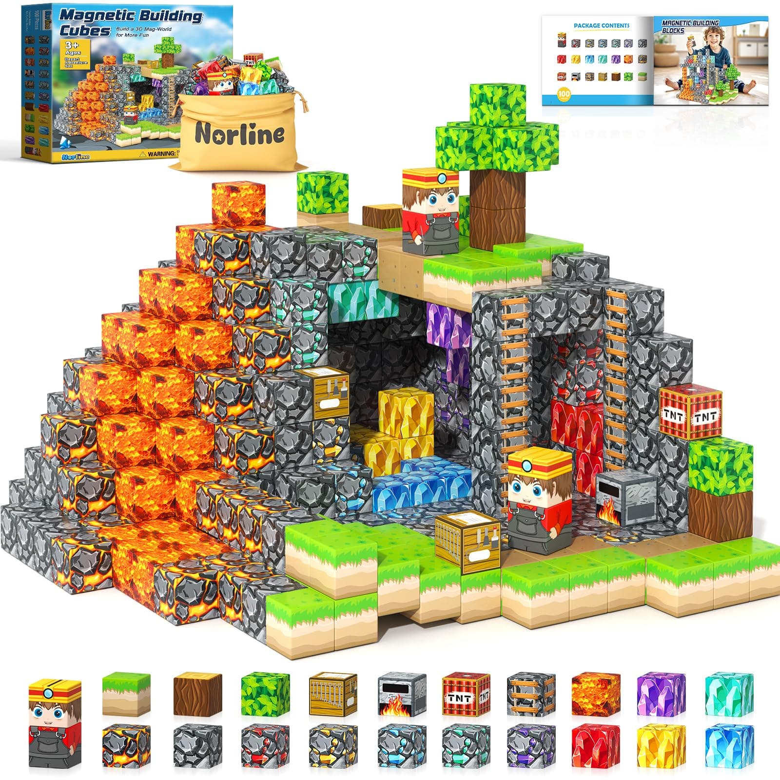 100PCS Magnetic Blocks Building Toys STEM Learning Magnet Blocks(0.8")