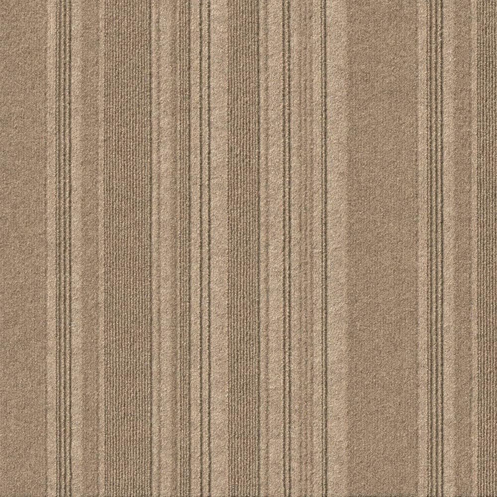 Peel and Stick First Impressions Barcode Rib Taupe 24 in. x 24 in. Commercial Carpet Tile (15 Tiles/Case)