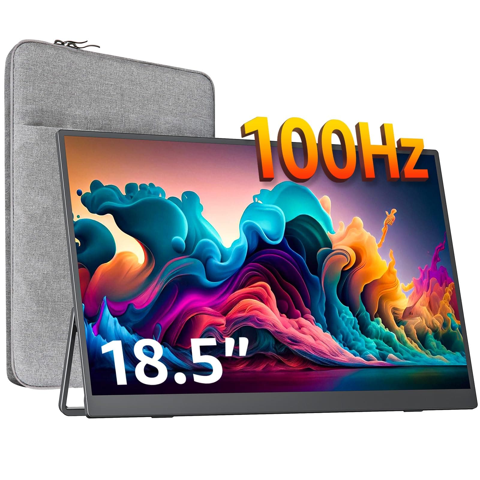 cocopar Portable Monitor 18.5 Inch 1080P FHD 100Hz 125% sRGB Travel Monitor with Speaker HDMI USB-C Second Screen for Laptop MacBook Surface PC Xbox PS4/5, VESA Mountable, with Kickstand