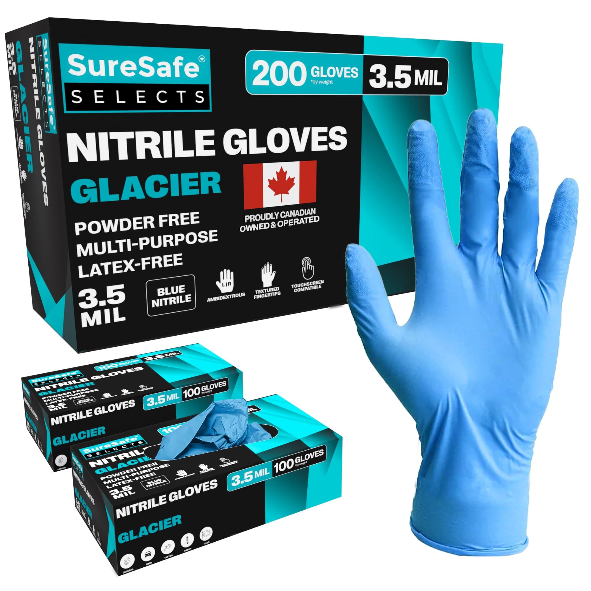 Blue Nitrile Gloves Small, 4 Mil Powder-Free Latex-Free, 200 Count