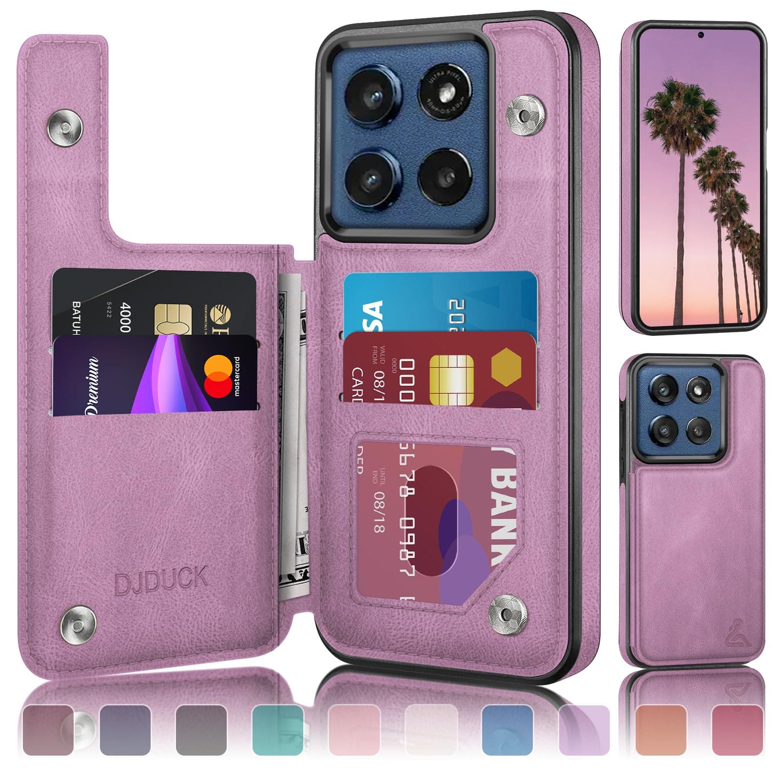 DJDUCK Designed for Moto G Stylus 2025 Case Wallet with Card Holder, [Magnetic Clasp Cover] [RFID Blocking Leather Protection] Shockproof Women Men Cases for Moto G Stylus 2025 Light Purple