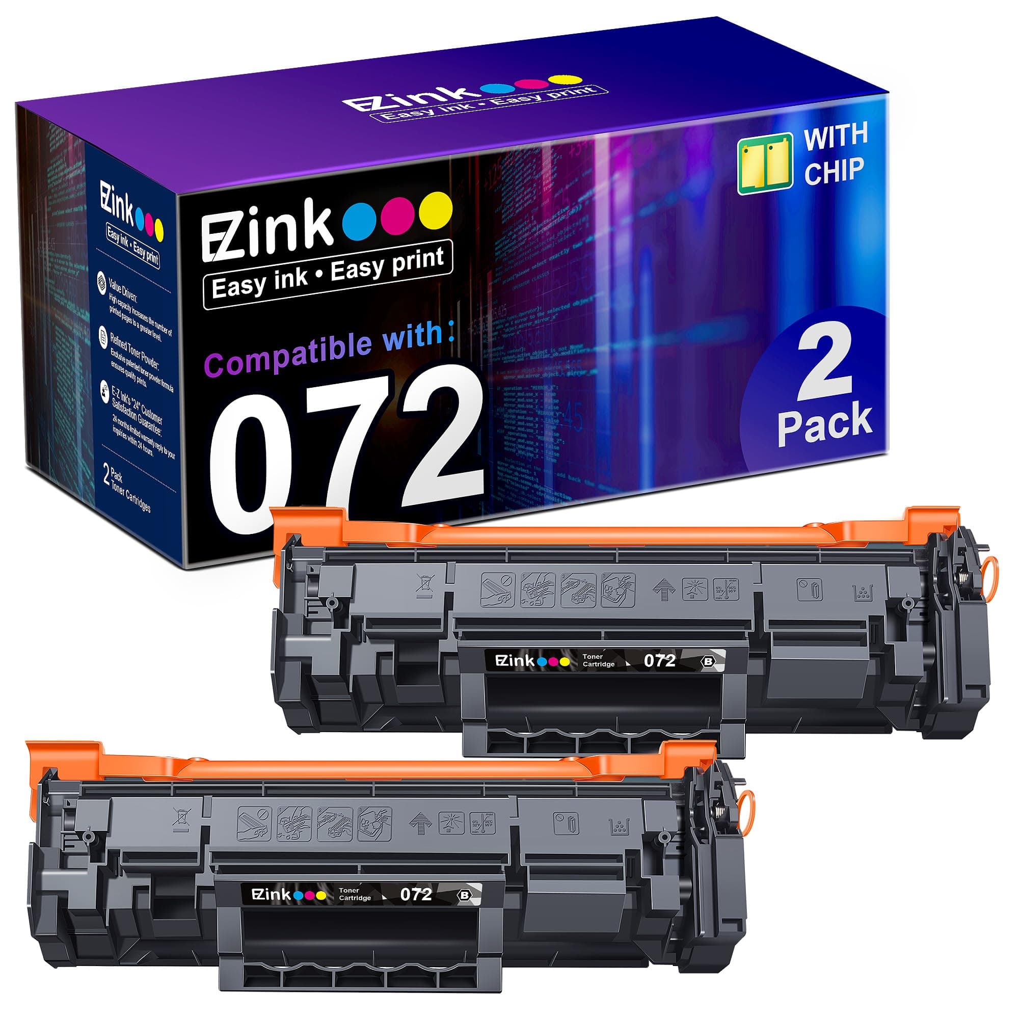 E-Z Ink 072 Toner Cartridge Compatible for Canon 072 Toner CRG072 CRG-072H Toner Cartridge for Canon ImageCLASS MF284dw MF287dw MF289dw LBP172dw Series Printer (2 Black)