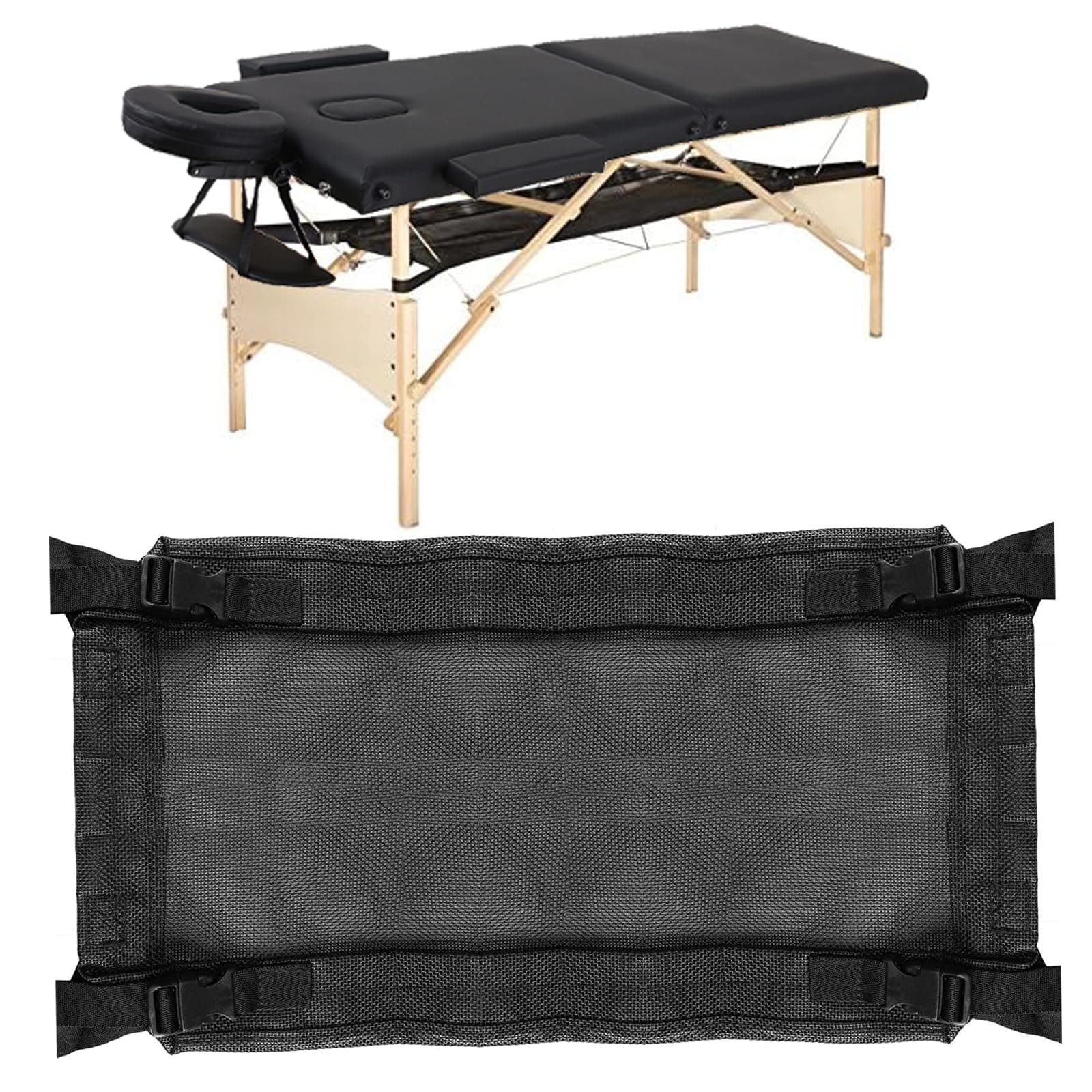 AYDZWJM Massage Porta Shelf Hammock,Extra Large Under-Desk Storage Mesh Pocket for Bolsters, Cushions, Pillows, Sheets and Accessories, Creates More Space Under Your Table(51.1 * 19.6in)