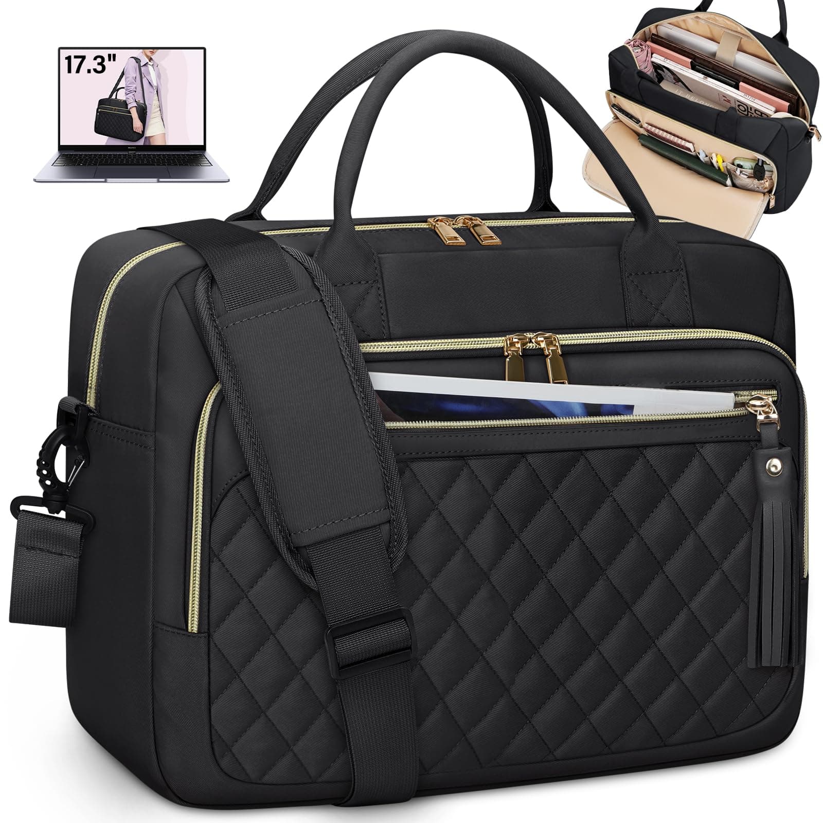 NUBILY Laptop Bag 17.3 Inch Laptop Briefcase for Women Waterproof