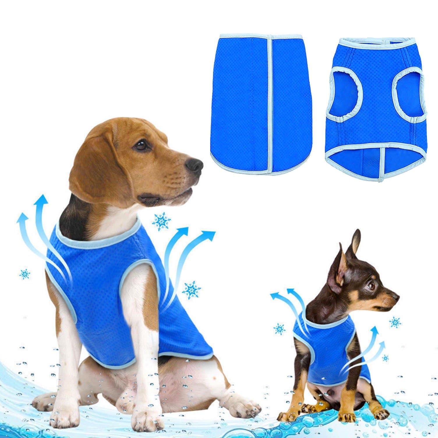 Ranphy Dog Cooling Vest for Small, Medium and Larges Dogs Reusable Swamp Cooler Jacket Soft Lightweight Pet Cool Coat Breathable Canine Outdoor Sunscreen Clothingfor Summer Hot Weather Blue Size L