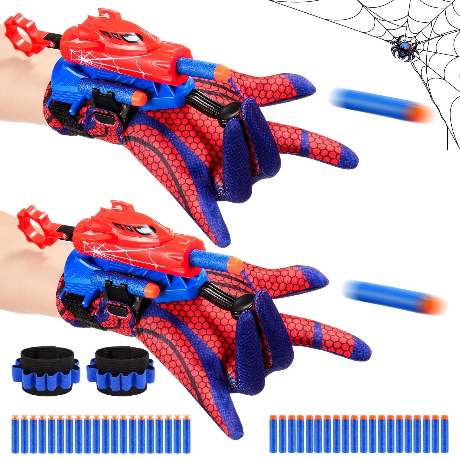 2 Pack Web Shooters Dart Launcher Cool Outdoor Toys for Kids,Party Toys for Lawn/Camping/Carnival Games,Role-Play Toy Gifts for Boys Age 6 7 8 9 10 11 12 Easter Toys