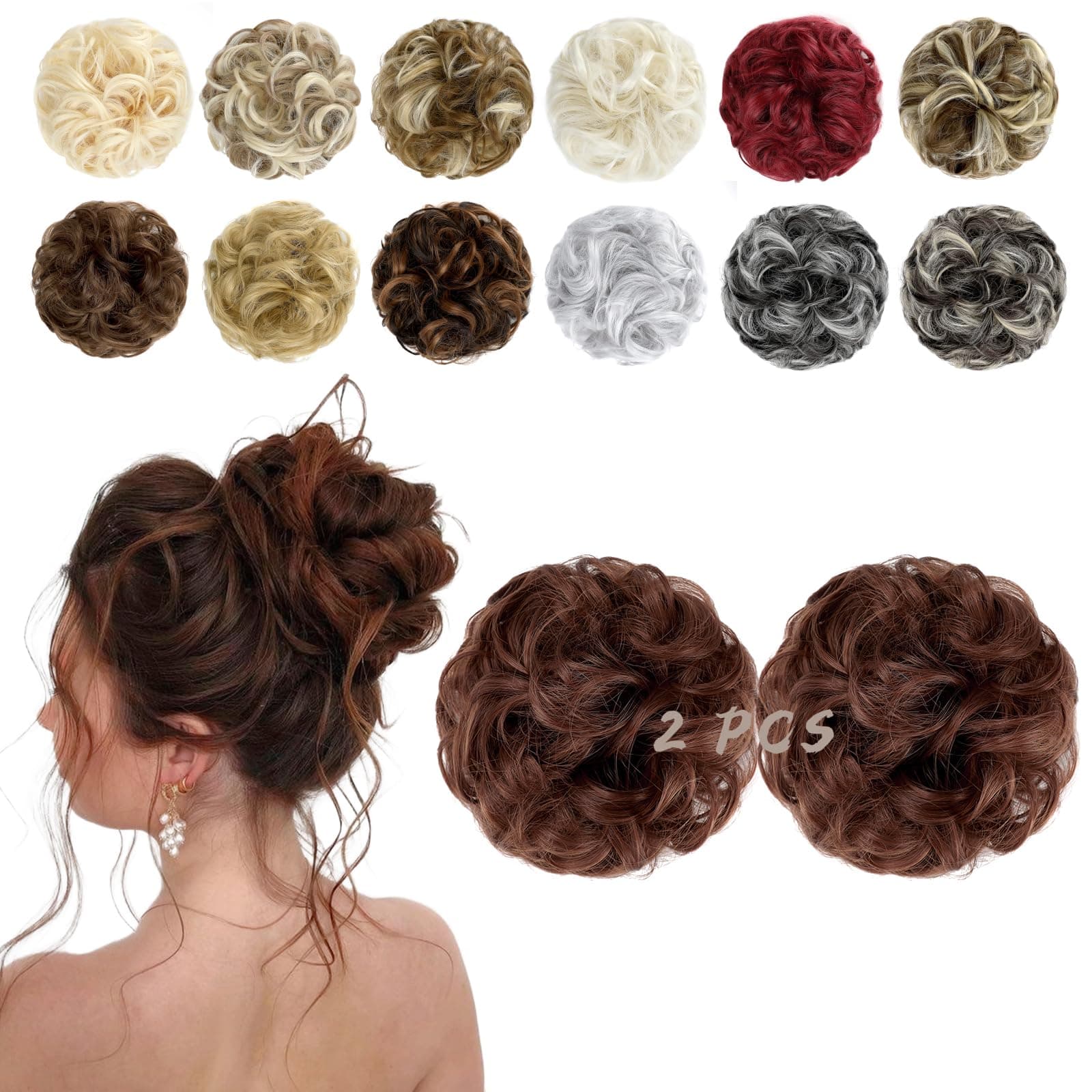 FeidyLong 2 PCS Messy Bun Hair Piece