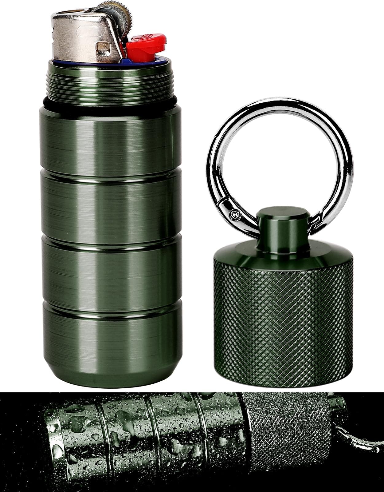 Waterproof Lighter Case Cover Holder for BIC Regular Lighters Sleeve Type J6 Outdoor Survival Multipurpose Seal Lighter Pouch (Deep Green) for Hiking, Travel, Camping, and Emergency Preparedness