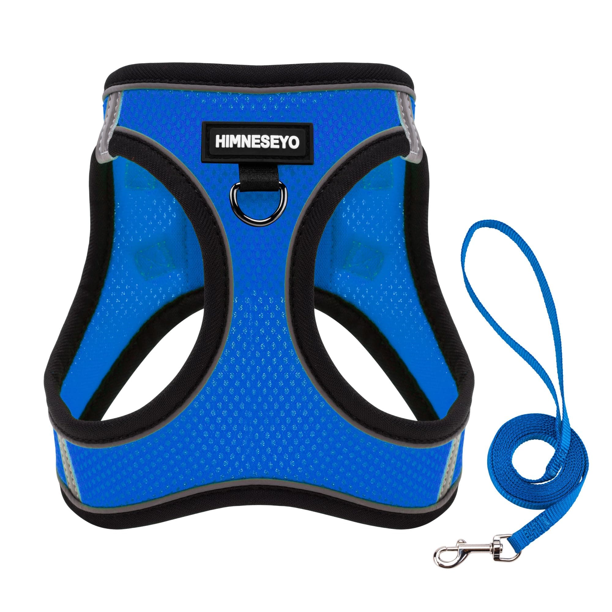 Dog Harness and Leash Set, Dog Harness for Dogs No Pull, No-Chock Step-in Reflective Breathable Lightweight Easy Walk Vest Harnesses with Safety Buckle for Small Medium Dogs, Cats (Blue, S)