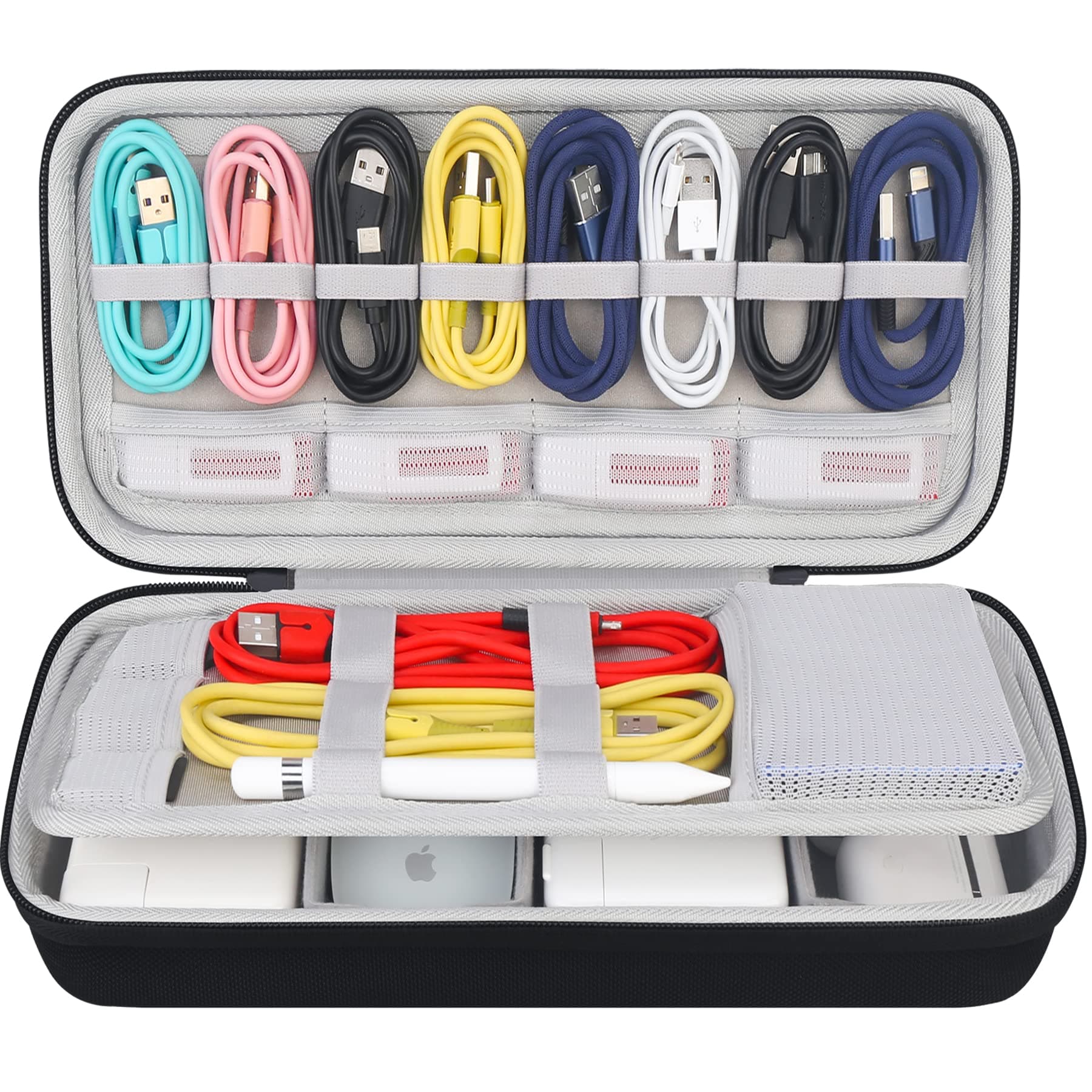 Hard Electronics Organizer, Universal Travel Cable Organizers, Large Electronic Accessories Tech Pouch Storage Case Bag for Laptop Adapter, Cord, Charger, Plug, Hard Drive, Earphone, USB Hub, Black