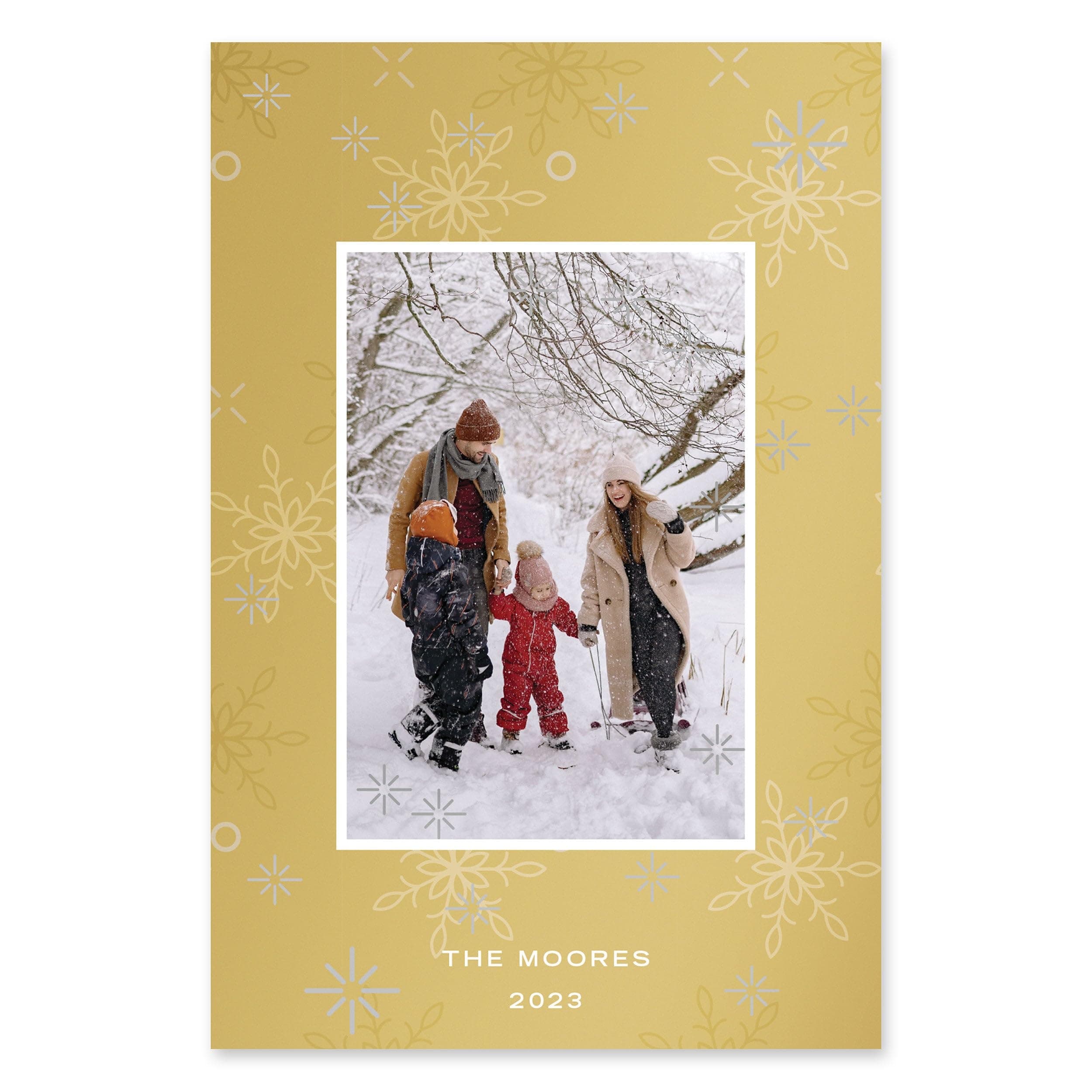 WEDDINGSTAR Custom Photo Printed Christmas Cards - Falling Snowflakes - Vertical (Pack of 5)