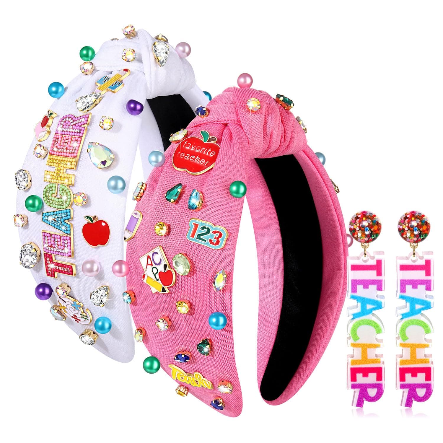 PHALIN Teacher Headbands for Women, Pencil Printed Wide Knotted Headbands, Teacher Appreciation Gifts, Back To School Hair Accessory Gifts (Pattern C)