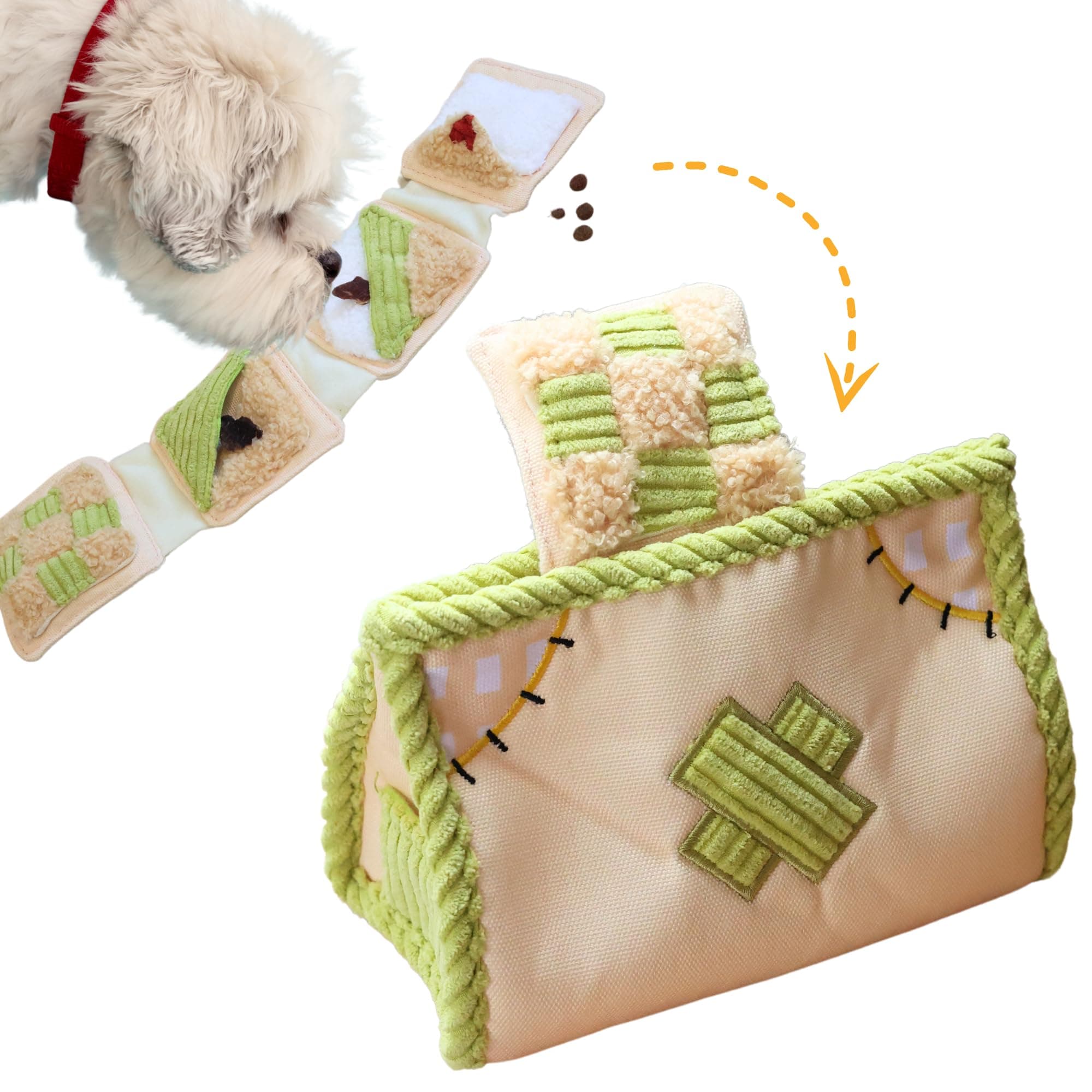 Squeaky Snuffle Dog Toys, Hide and Seek Toys for Medium Large Dogs, 2-in-1 Durable Treat Dispenser Chew Toy (Tissue Box)