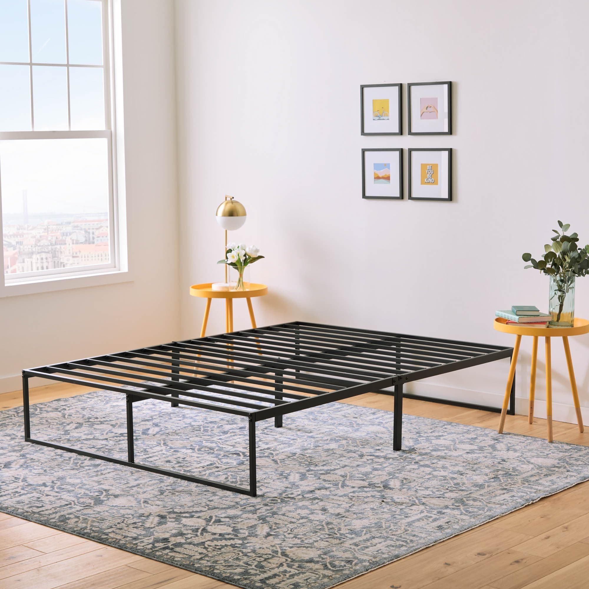 Linenspa Contemporary Platform Bed Frame, Black, Queen