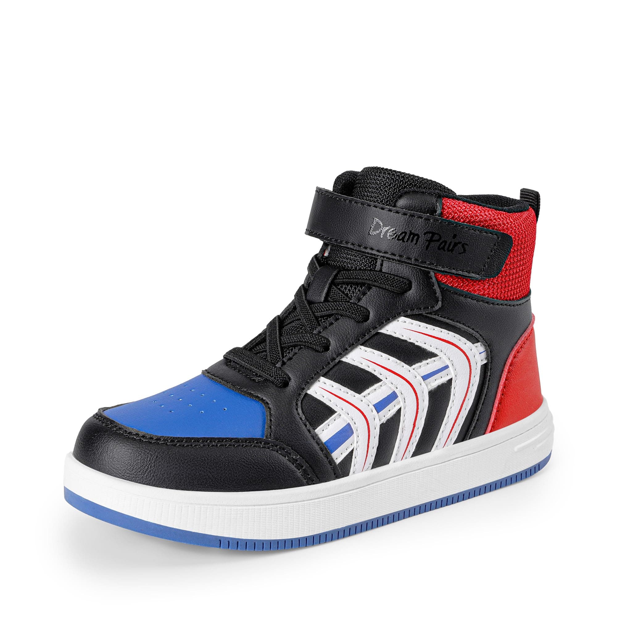 DREAM PAIRS Boys Girls Sneaker High Top Basketball Shoes Kids LilLegends JuniorFly Jumpers Sports Shoes for Athletic School Gym,Size 5 Big Kid,Blue/Black/Red,SDFS2422K