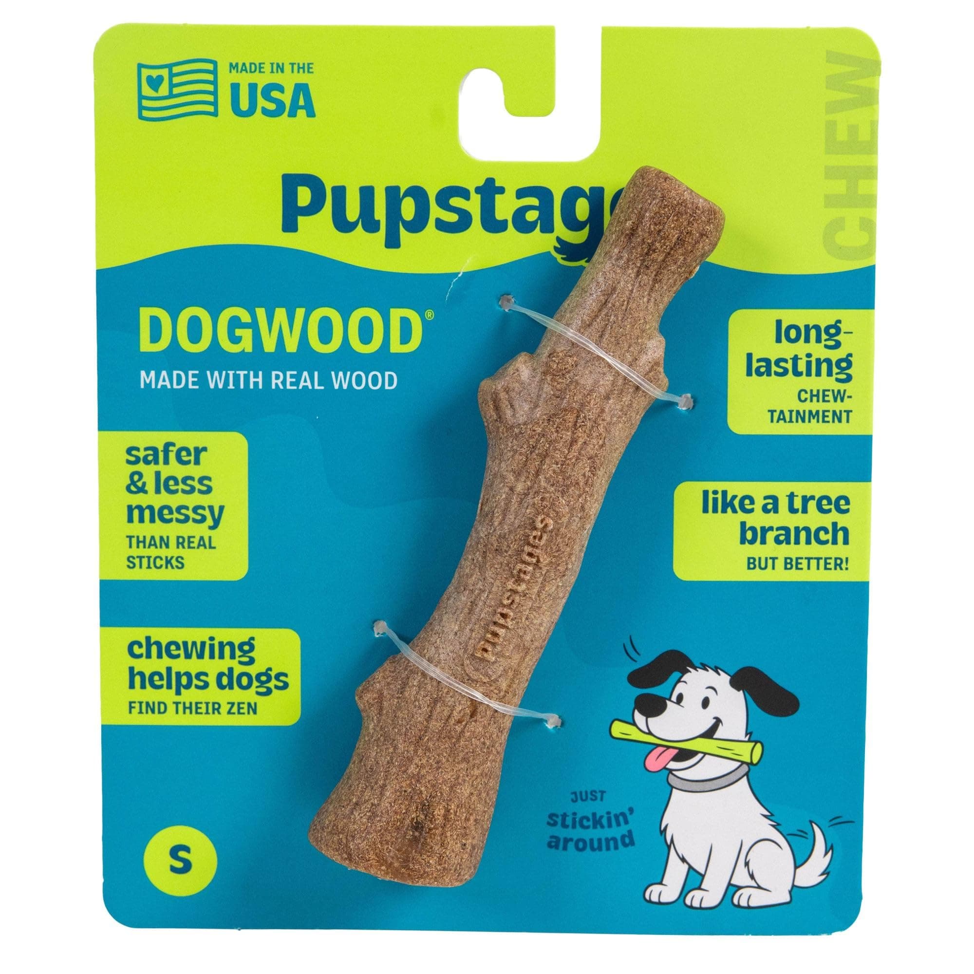 Pupstages Dogwood Stick Dog Chew Toy, Made in USA, Small, 5.4"