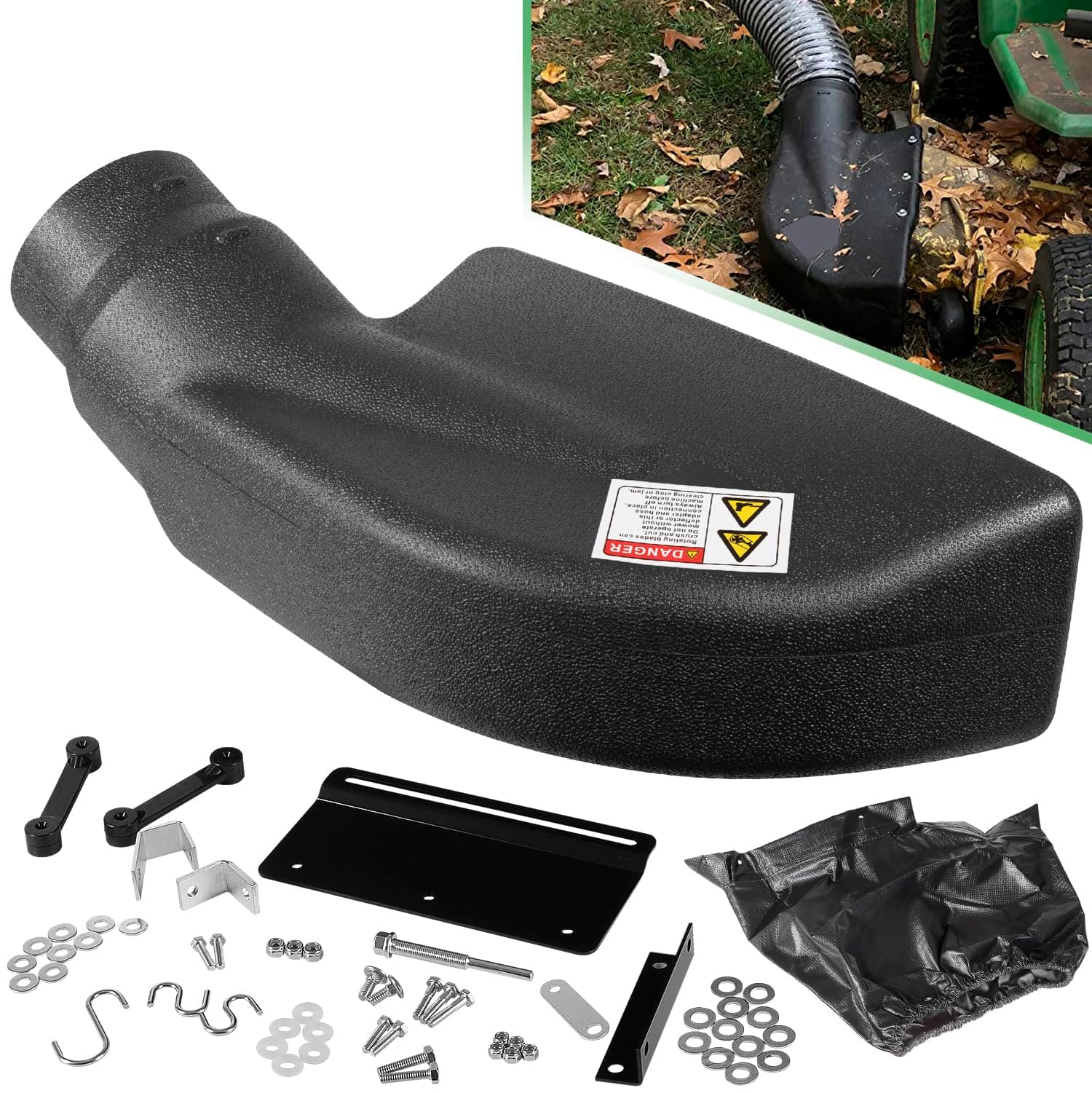 Yoursme 62468 Lawn Vacuum Deck Mow-N-Vac Adapter Kit Universal Deck Boot Chute Leaf Vacuum Bagger Adapter Kit for Most Decks Collecting Leaves