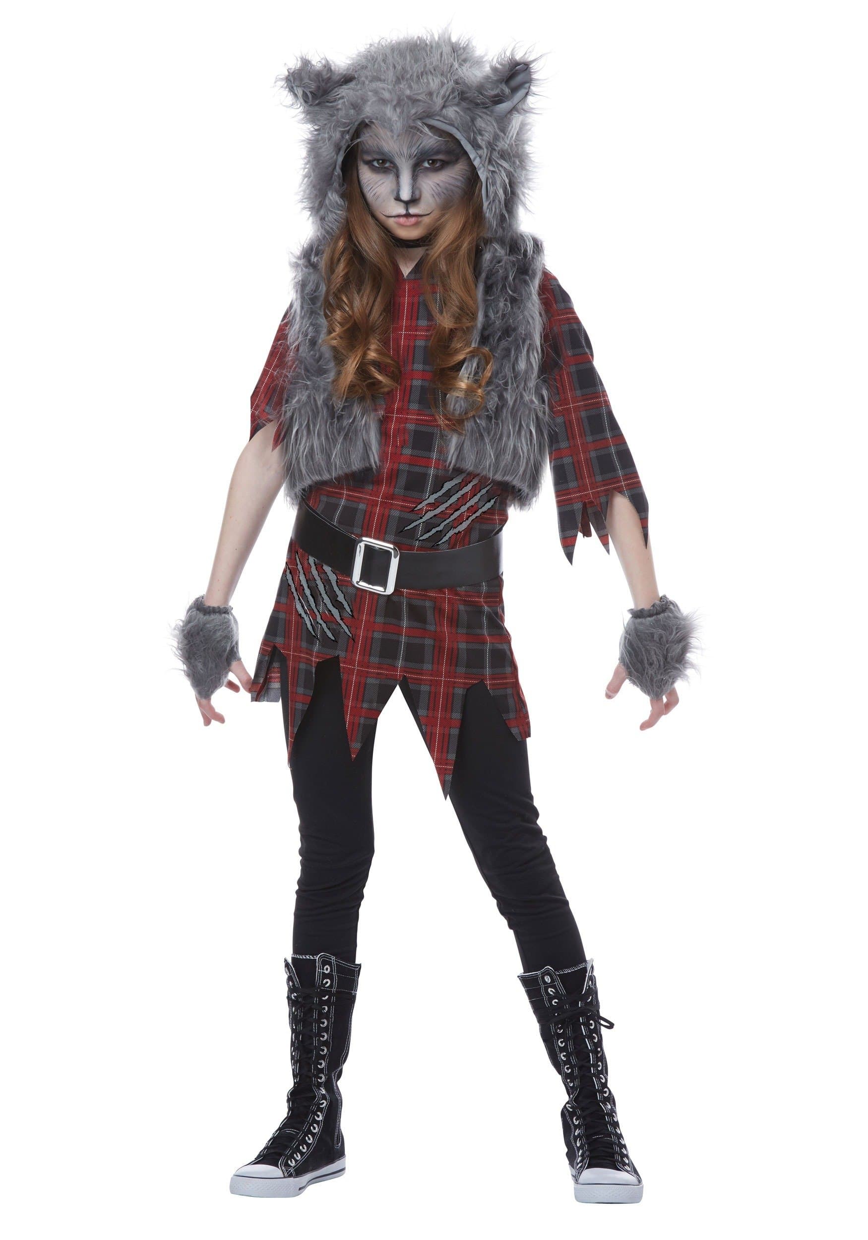 California Costumes Wolf Full Moon Werewolf Girls Costume, Red/Gray, Medium