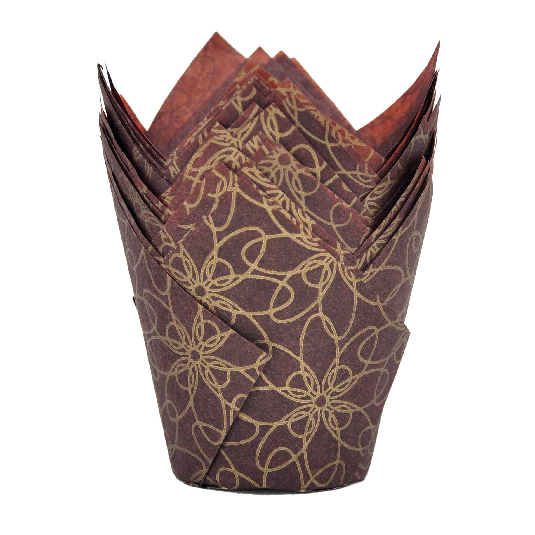 QLSmypkg Muffin Greaseproof paper Baking cupcake cups, 2"(Bottom diameter) x 3-1/2"(Height) Fancy Floral Print Tulip Baking Cup Case of 125 pcs (125, Standard)
