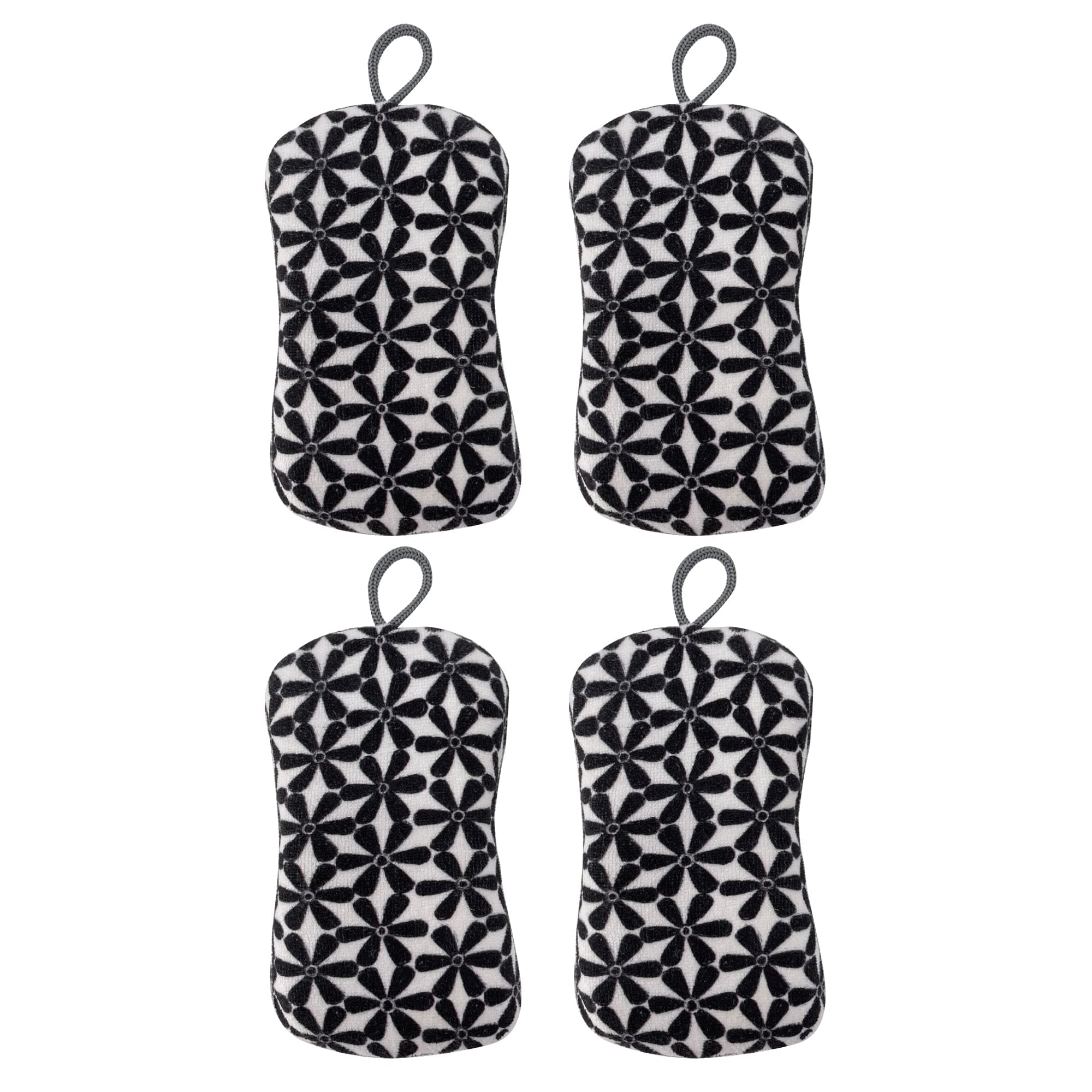 MU kitchen | Sponge for Dishes and Household Cleaning | Quick-Drying Microfiber Print and a Durable Non-Scratch Scrub Pad for Pots and Pans | Machine Washable and Reusable | Set of 4 | Our Nest