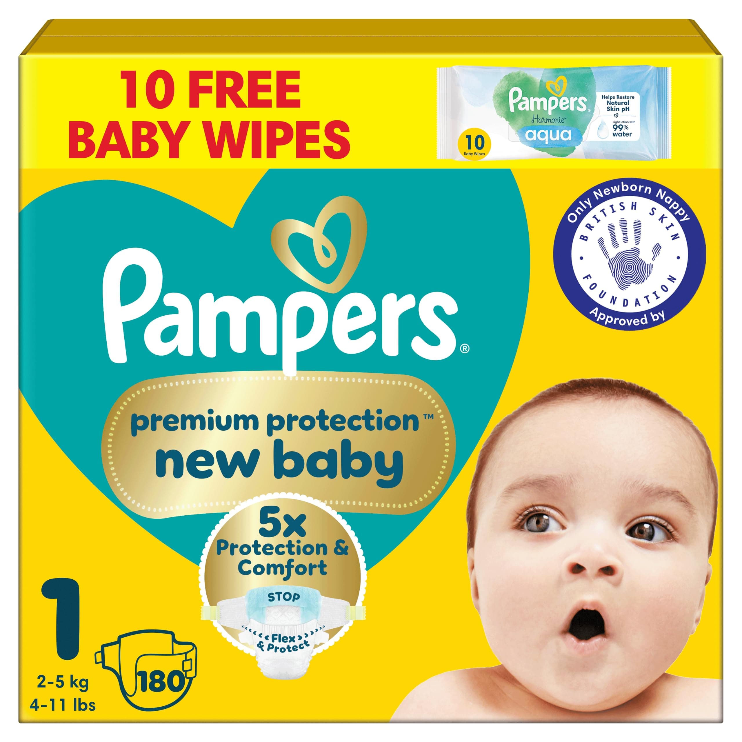 Pampers New Baby Nappies Size 1 + Wipes