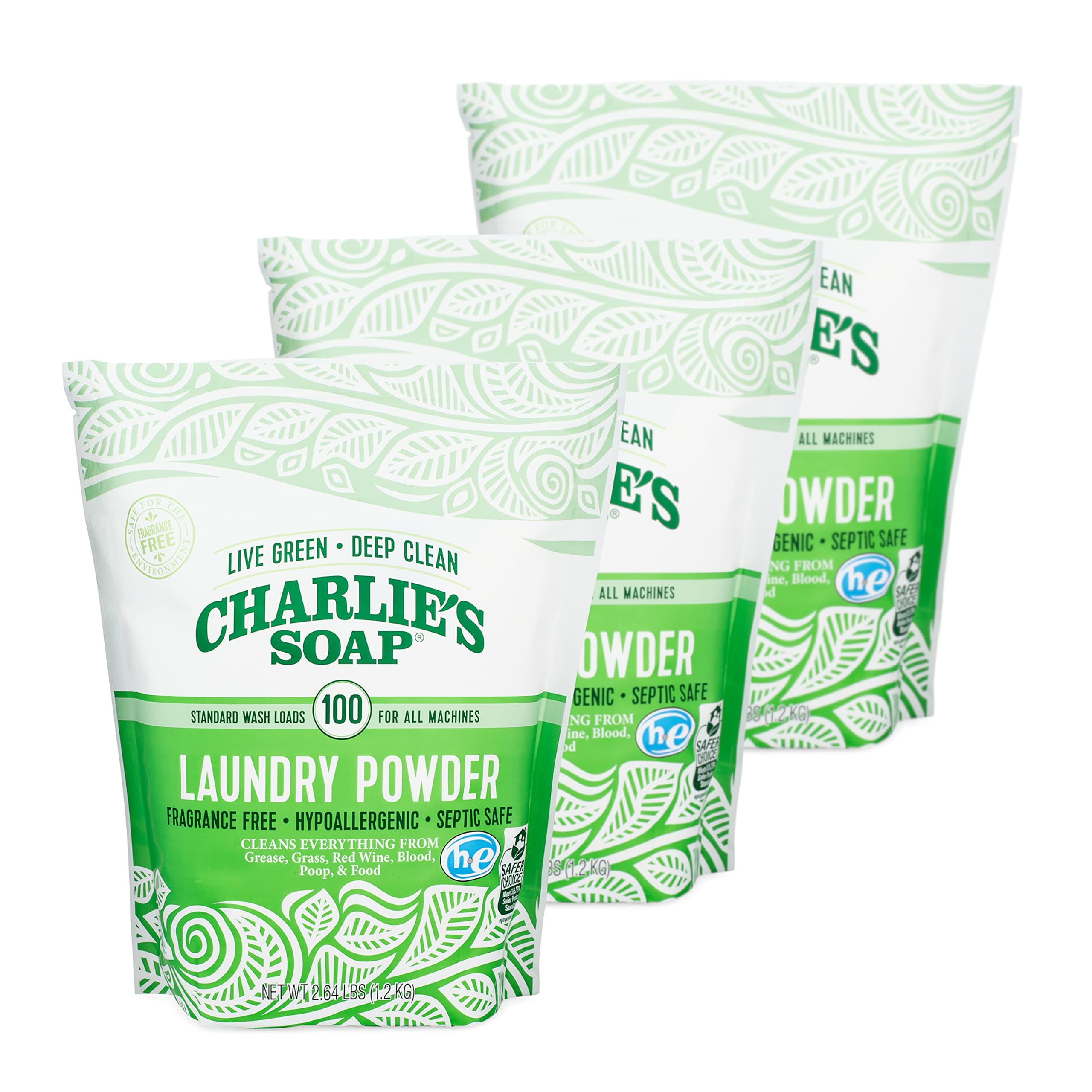 Charlies Soap Laundry Detergent - 100 Loads - Powder - 2.64 Lb - Case Of 6