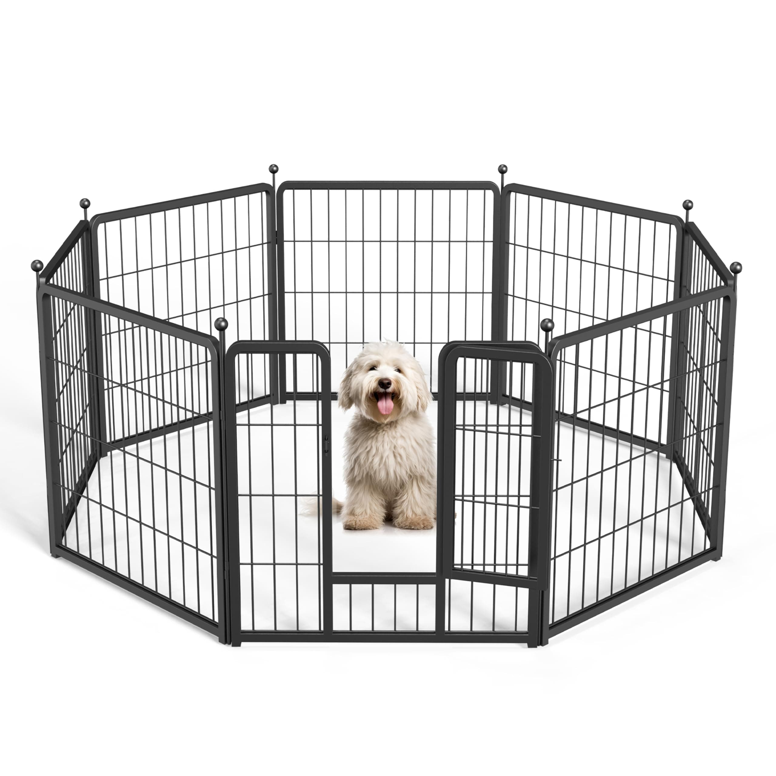 Simple Deluxe Dog Playpen Outdoor, Portable Dog Playpen for Yard, Travel, Camping, 24 Inch 8 Panels Heavy Duty Dog Pen for Puppies/Small Dogs, Black