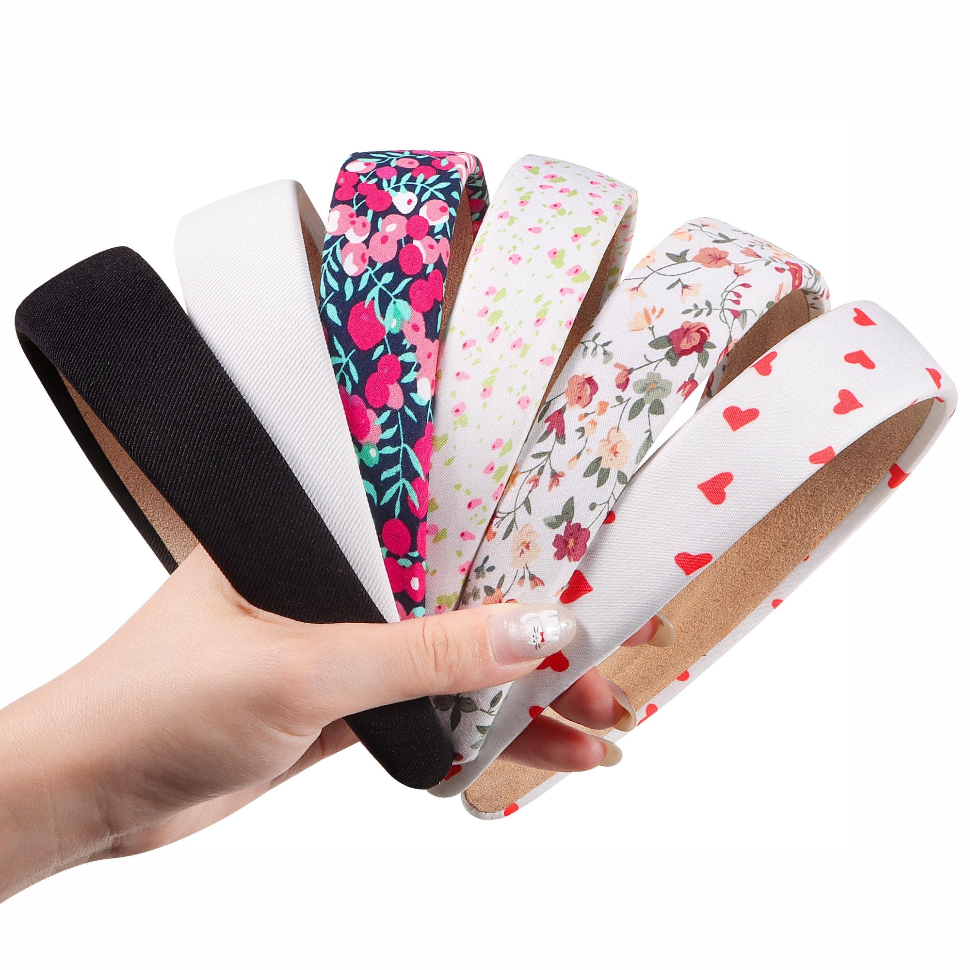 DiyJibb Headbands for Women - 1 Inches Wide Headbands - Solid Color Headband Fashion Hair Accessories- Trendy Women Girls Non Slip Fashion Hair Bands- Thick Elastic Hair Bands for Women's Hair 6PCS
