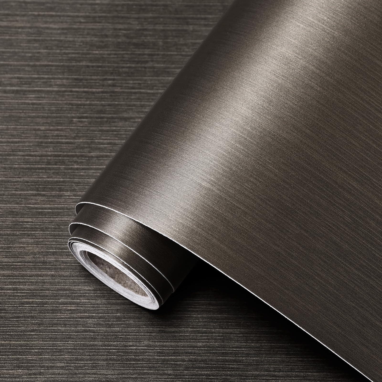 MOBAILUYI Stainless Steel Contact Paper Brown Metallic Peel and Stick Waterproof Wallpaper for Kitchen Countertop Backsplash Self Adhesive Wall Paper Dishwasher Fridge Appliances Cover 15.7"x118"