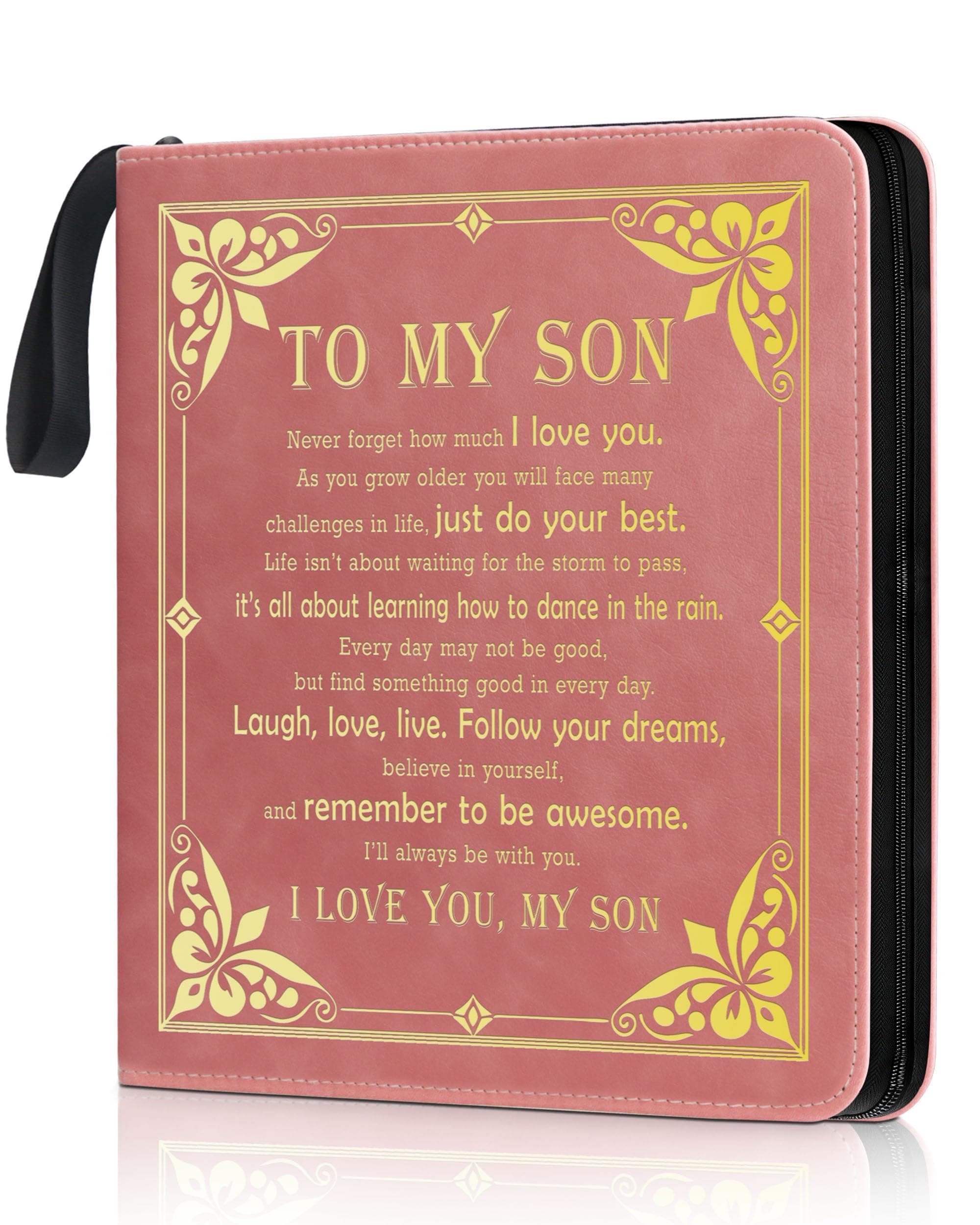 Son Leather Photo Album 4x6 100 Photos, Memory Photo Album Book with 25 Pages and 20 Blank Scrapbook, Children's Growth Album Book for Son Kids Birthday Gift Graduation Gift